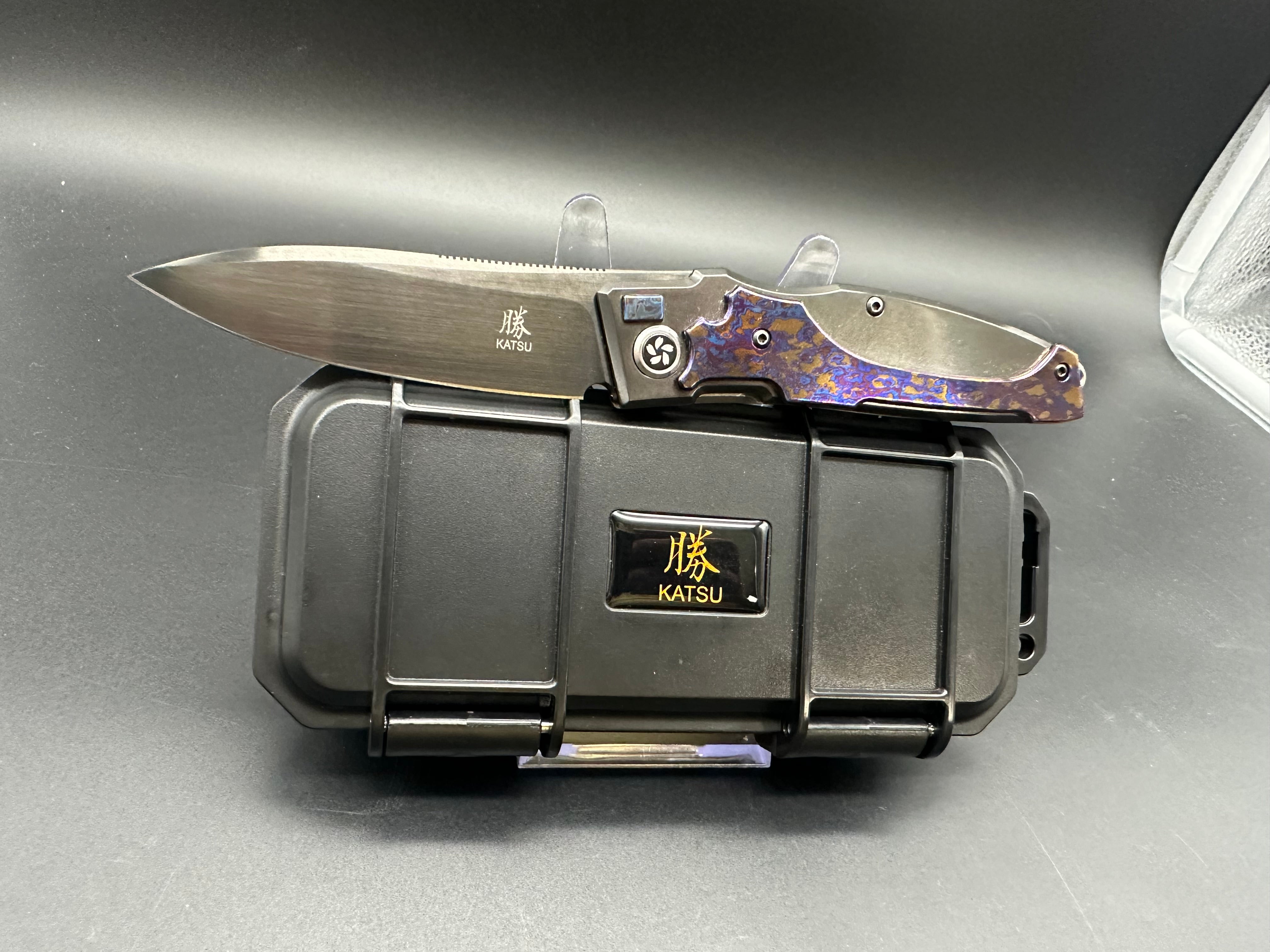 KATSU KS-T1, Zirconium + Titanium Alloy Handle With Timascus Overlay, DLC Coated ZDP-189 blade