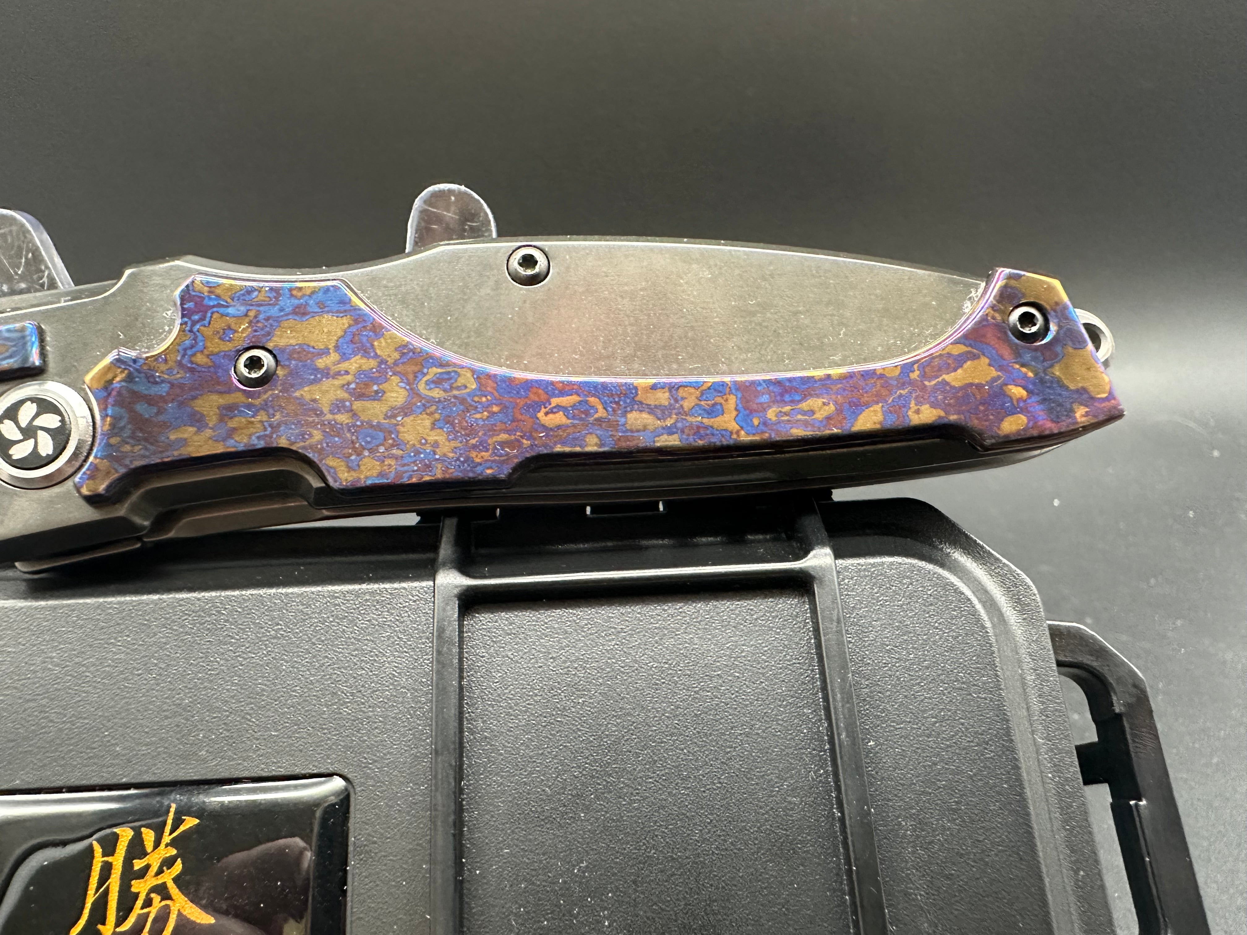 KATSU KS-T1, Zirconium + Titanium Alloy Handle With Timascus Overlay, DLC Coated ZDP-189 blade