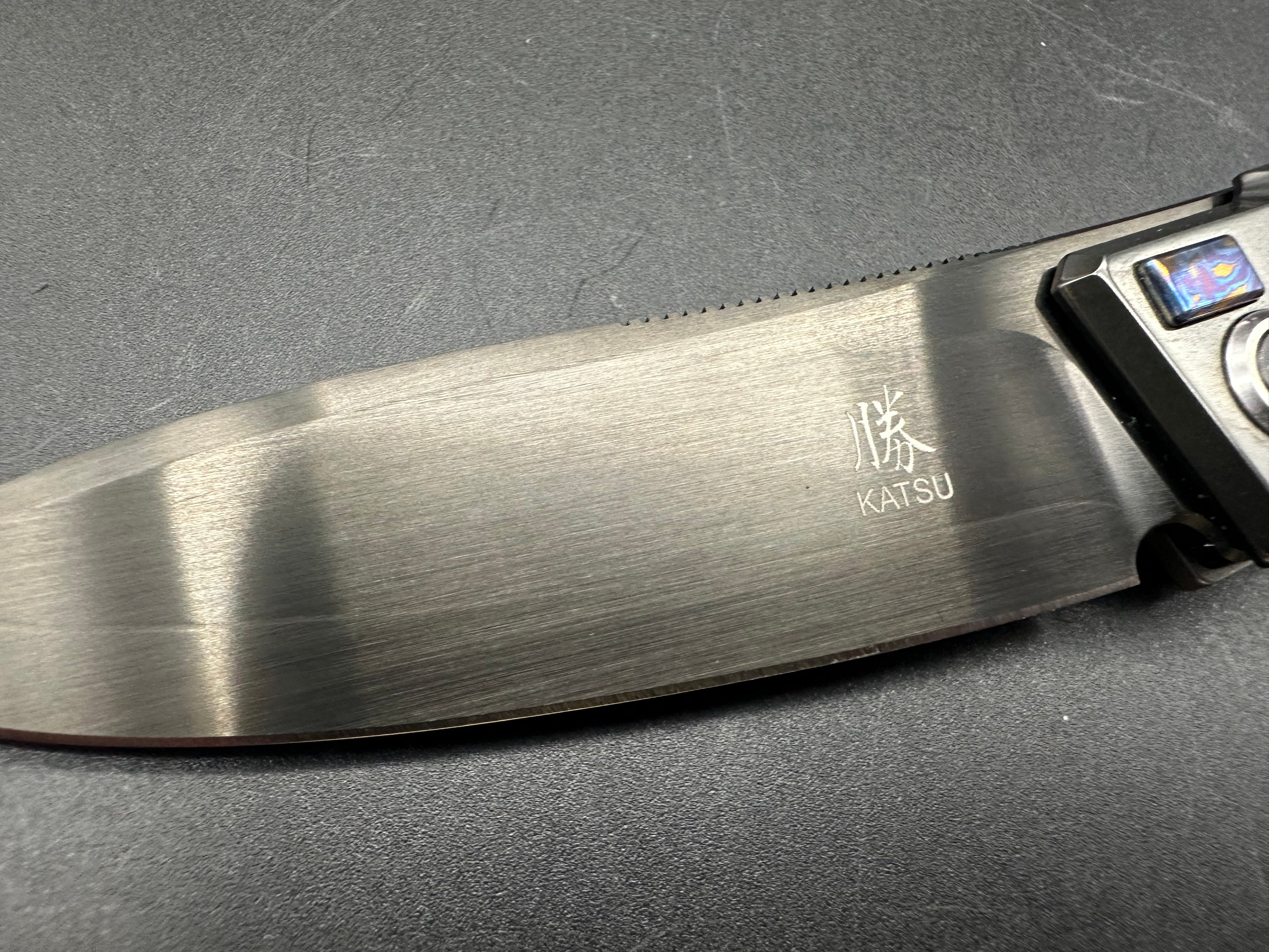 KATSU KS-T1, Zirconium + Titanium Alloy Handle With Timascus Overlay, DLC Coated ZDP-189 blade