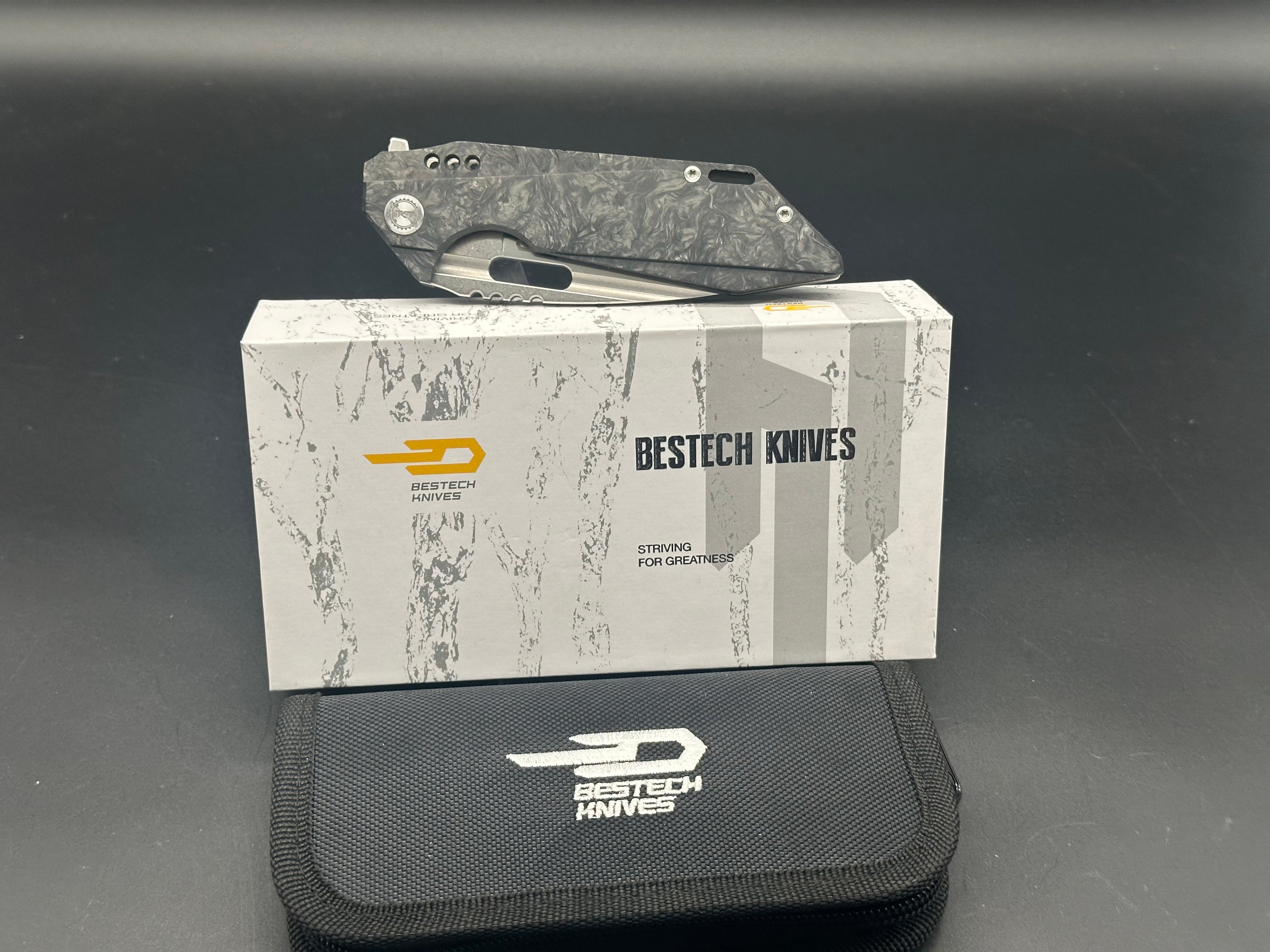 BESTECH SHODAN FOLDER KNIFE CARBON FIBER FRONT & TITANIUM BACK HANDLE