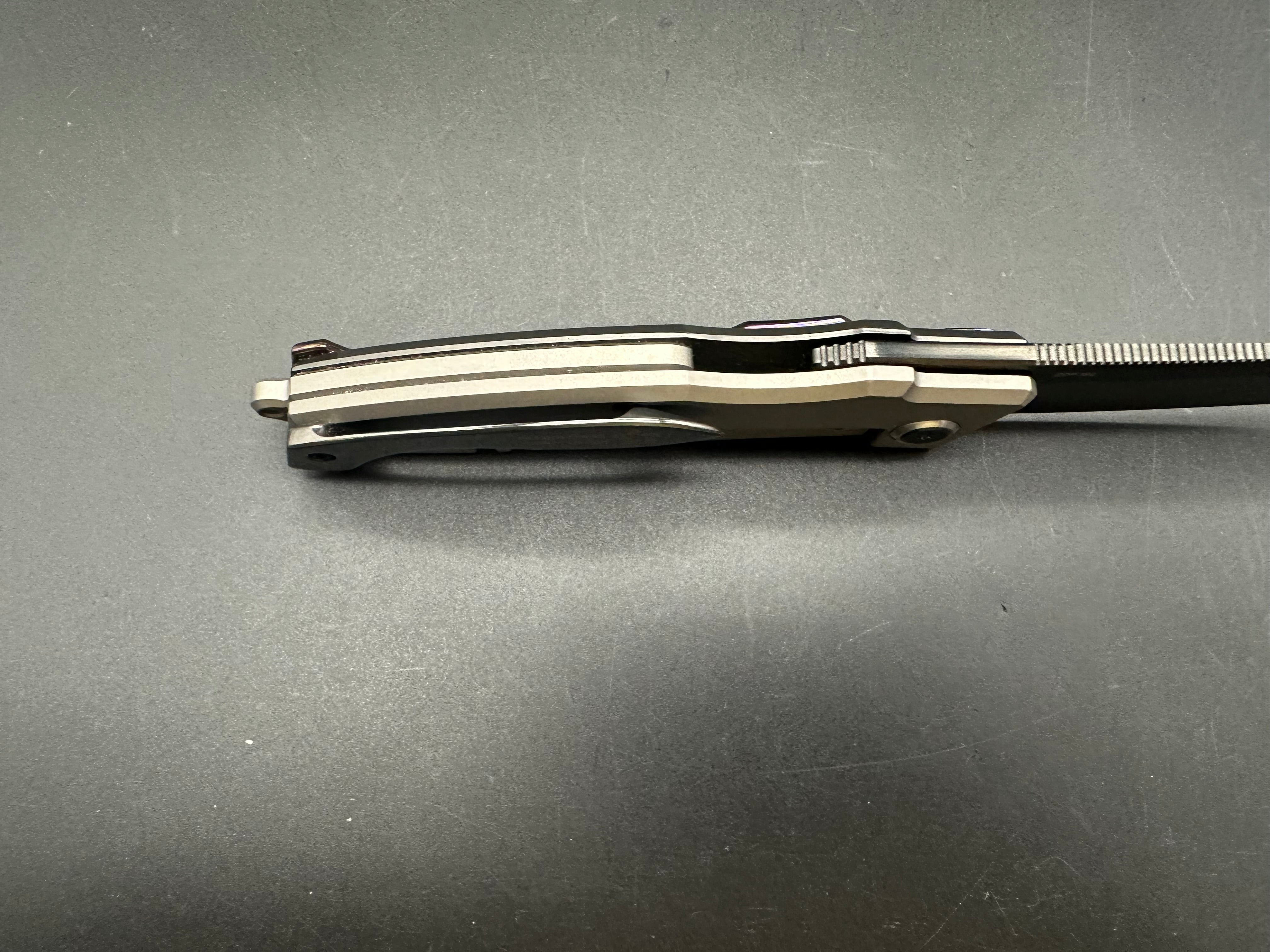 KATSU KS-T1, Zirconium + Titanium Alloy Handle With Timascus Overlay, DLC Coated ZDP-189 blade