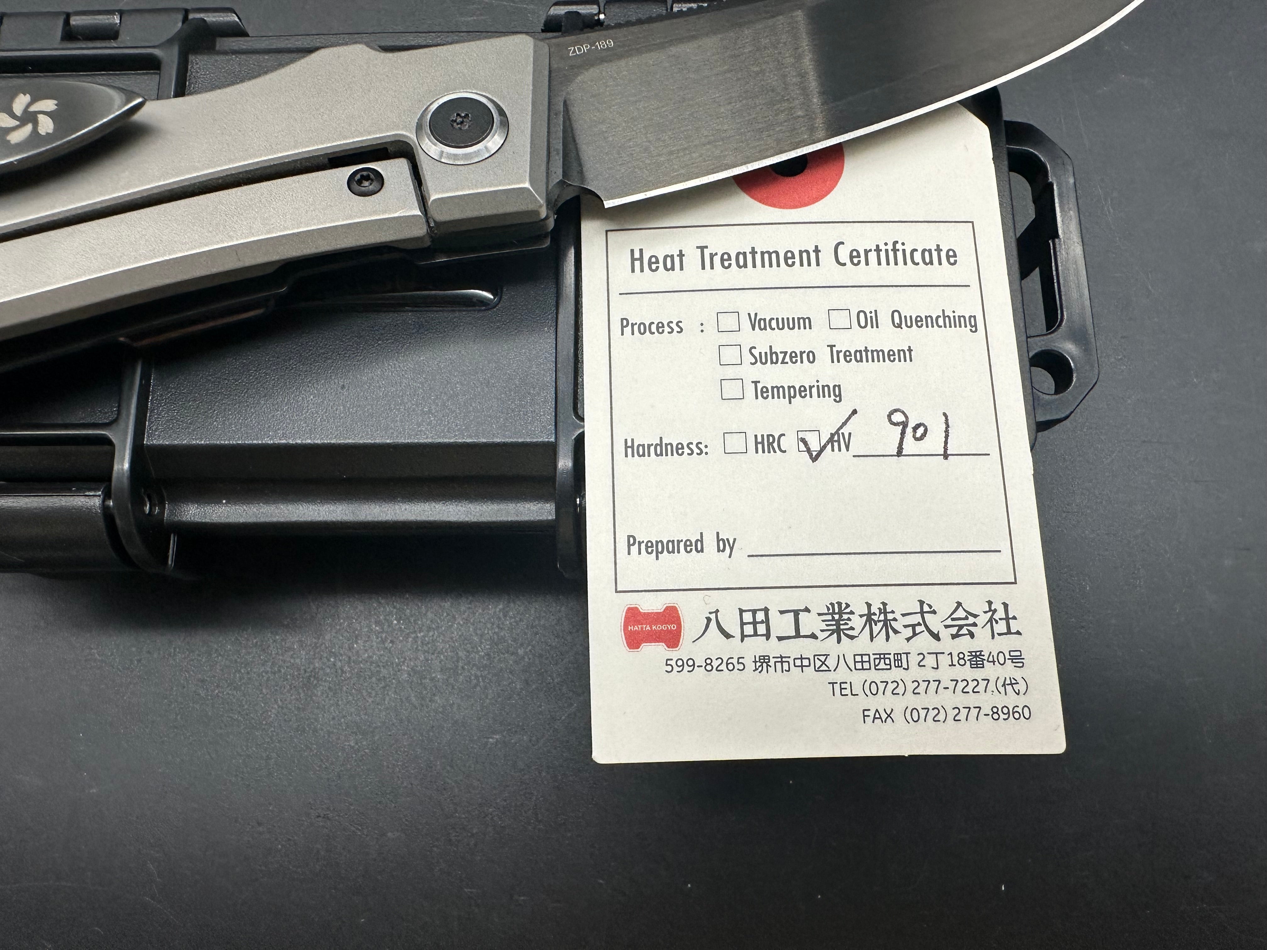 KATSU KS-T1, Zirconium + Titanium Alloy Handle With Timascus Overlay, DLC Coated ZDP-189 blade