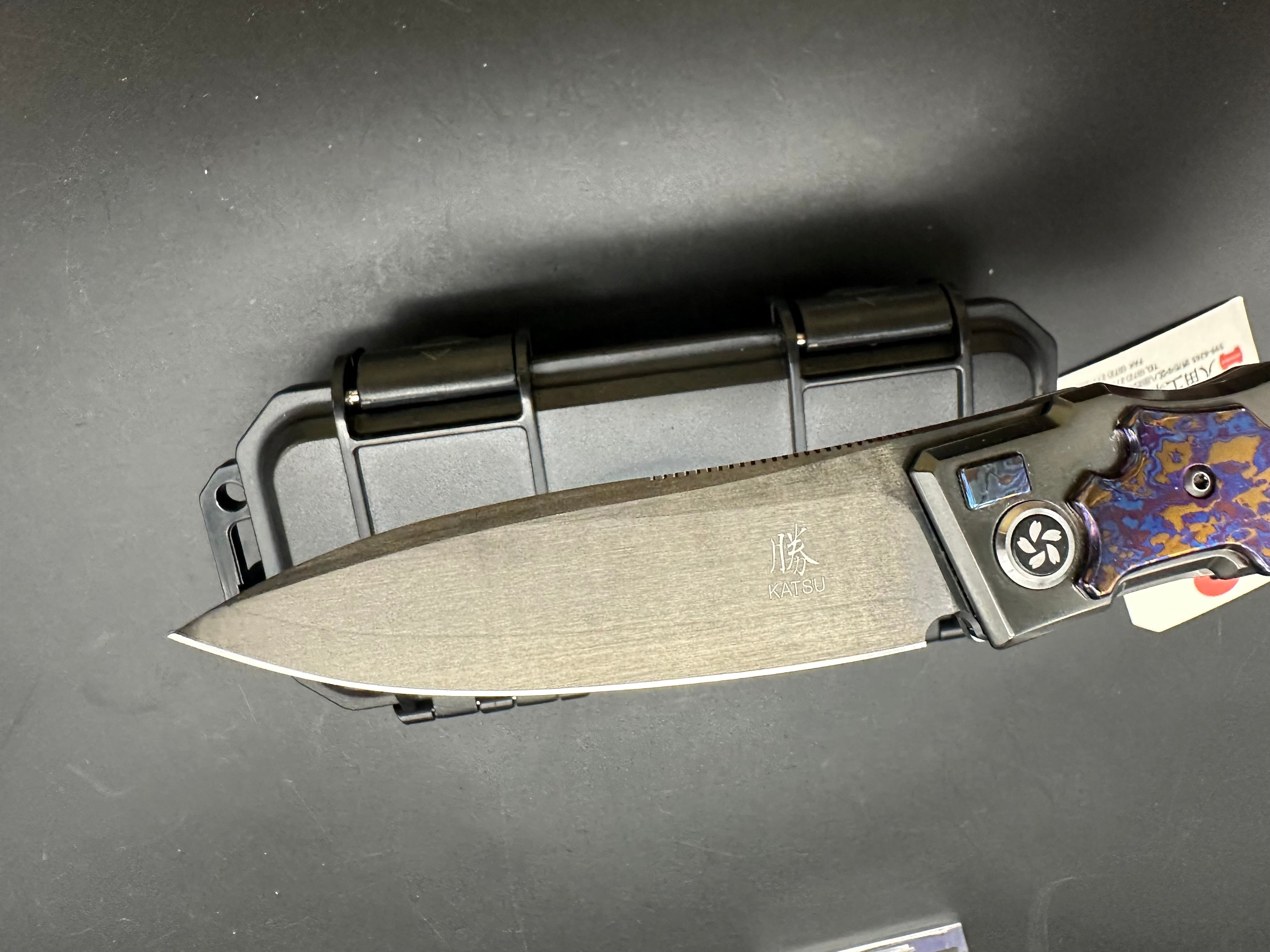 KATSU KS-T1, Zirconium + Titanium Alloy Handle With Timascus Overlay, DLC Coated ZDP-189 blade