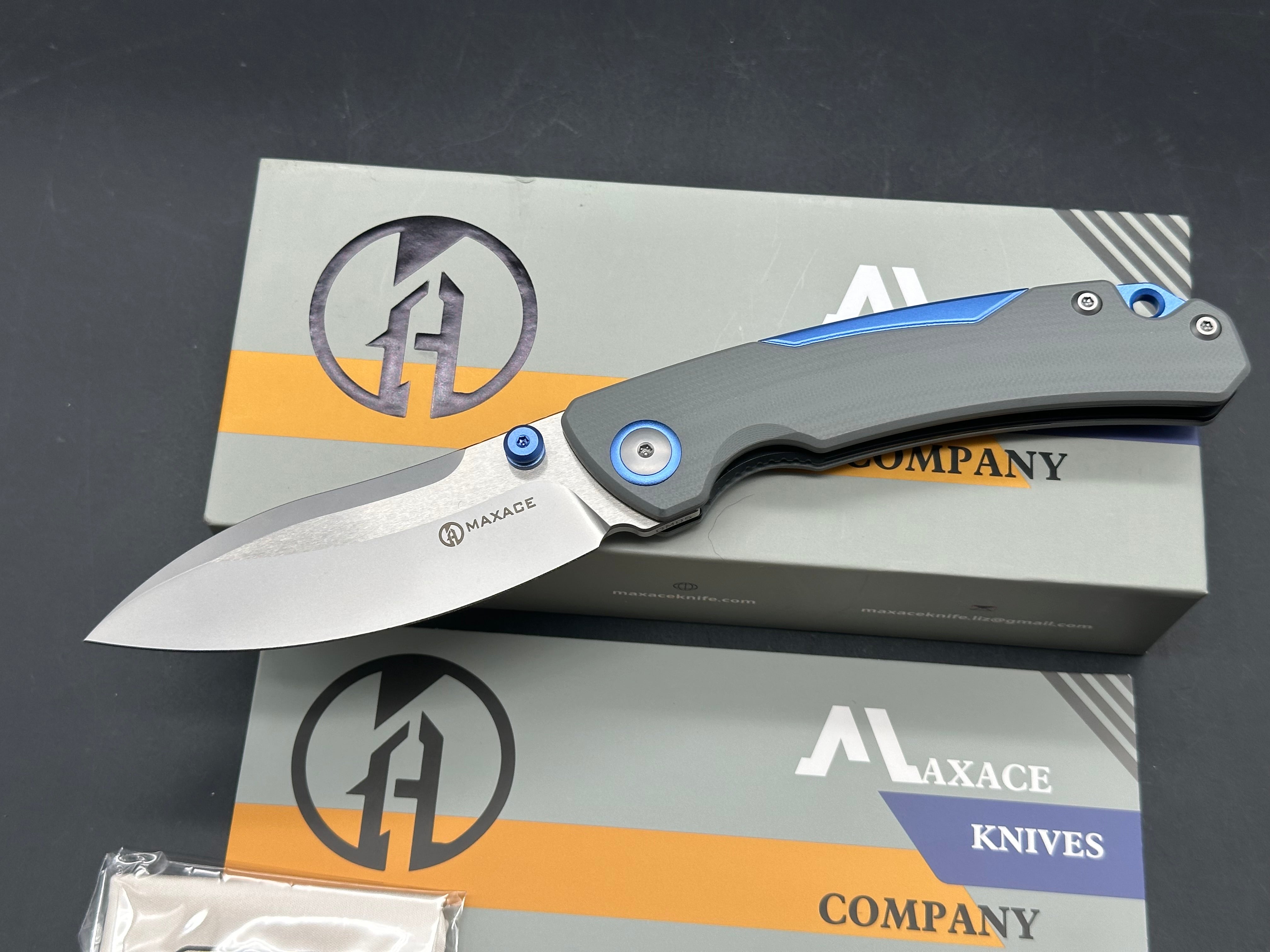 Maxace Toucan grey G10 and 10CR15COMOV blue aluminum spacer