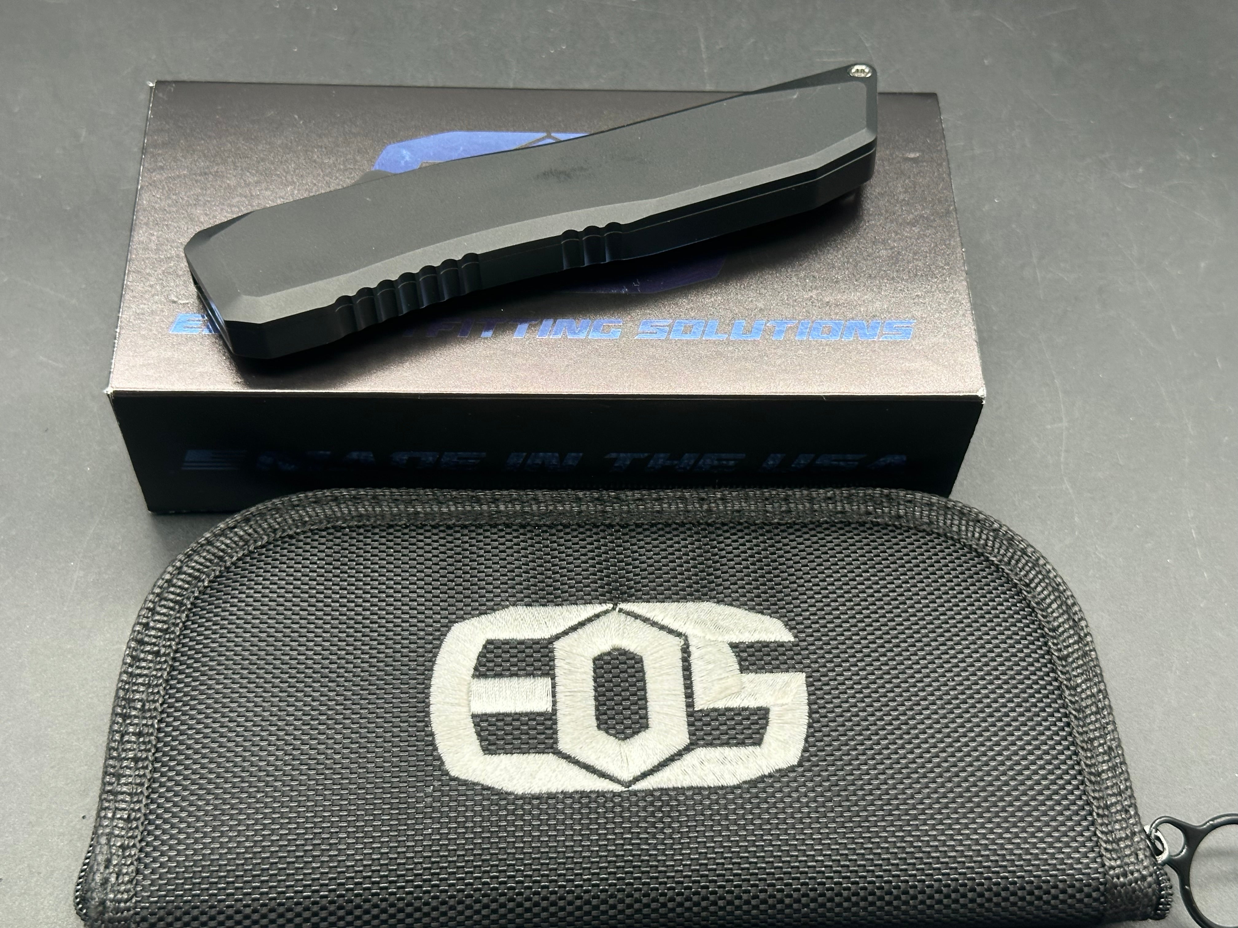 EOS - Harpoon - Auto/OTF 3.75/Black Frame + Sliver Ti Clip/Tanto/Black + Satin CPM-20CV