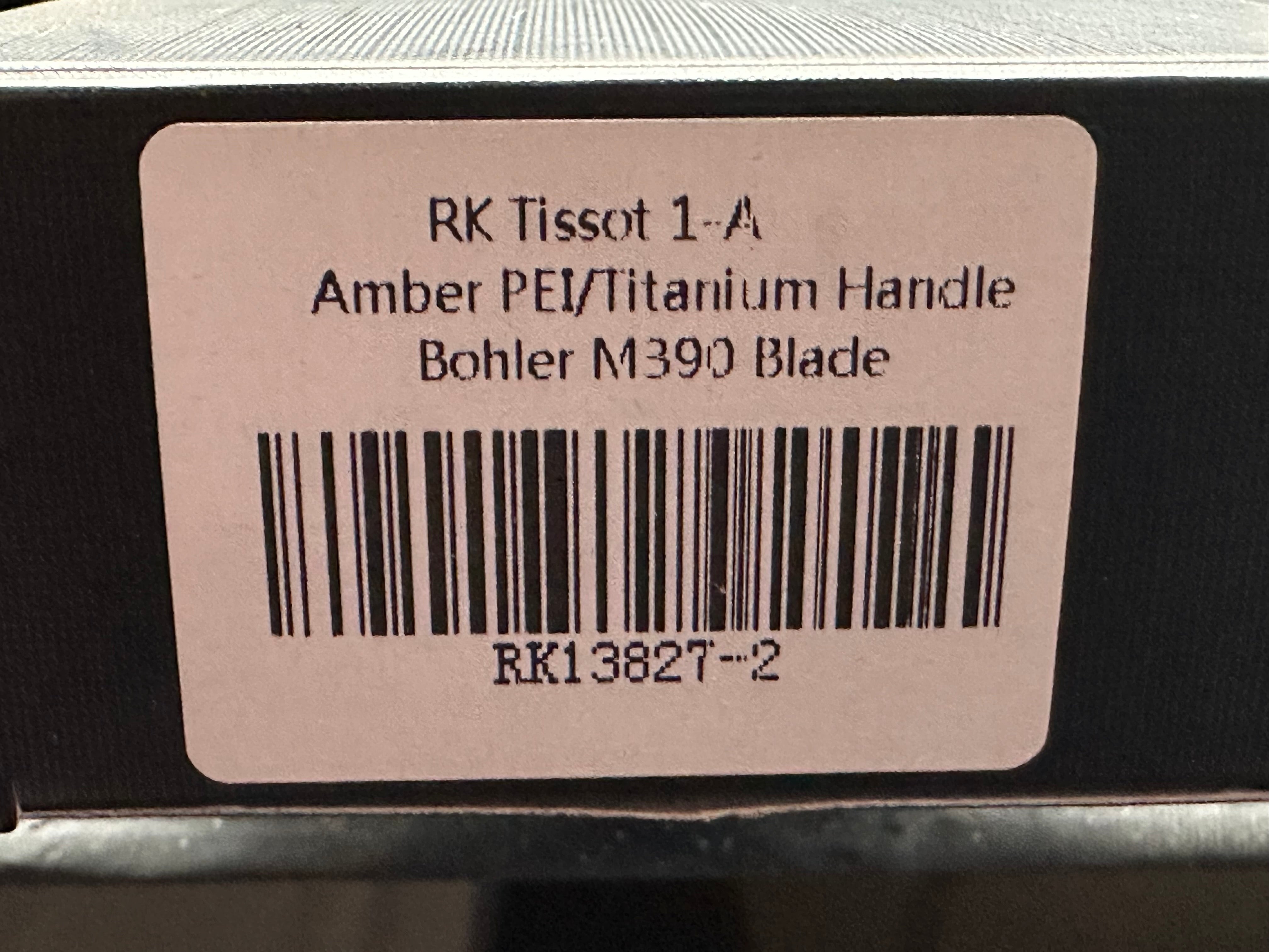 Rike Knife - Tissot V1/Grey Interlocking Integral Overshell Ti Frame + Blue Ano Gear Pivot/Drop Point/Satin M390