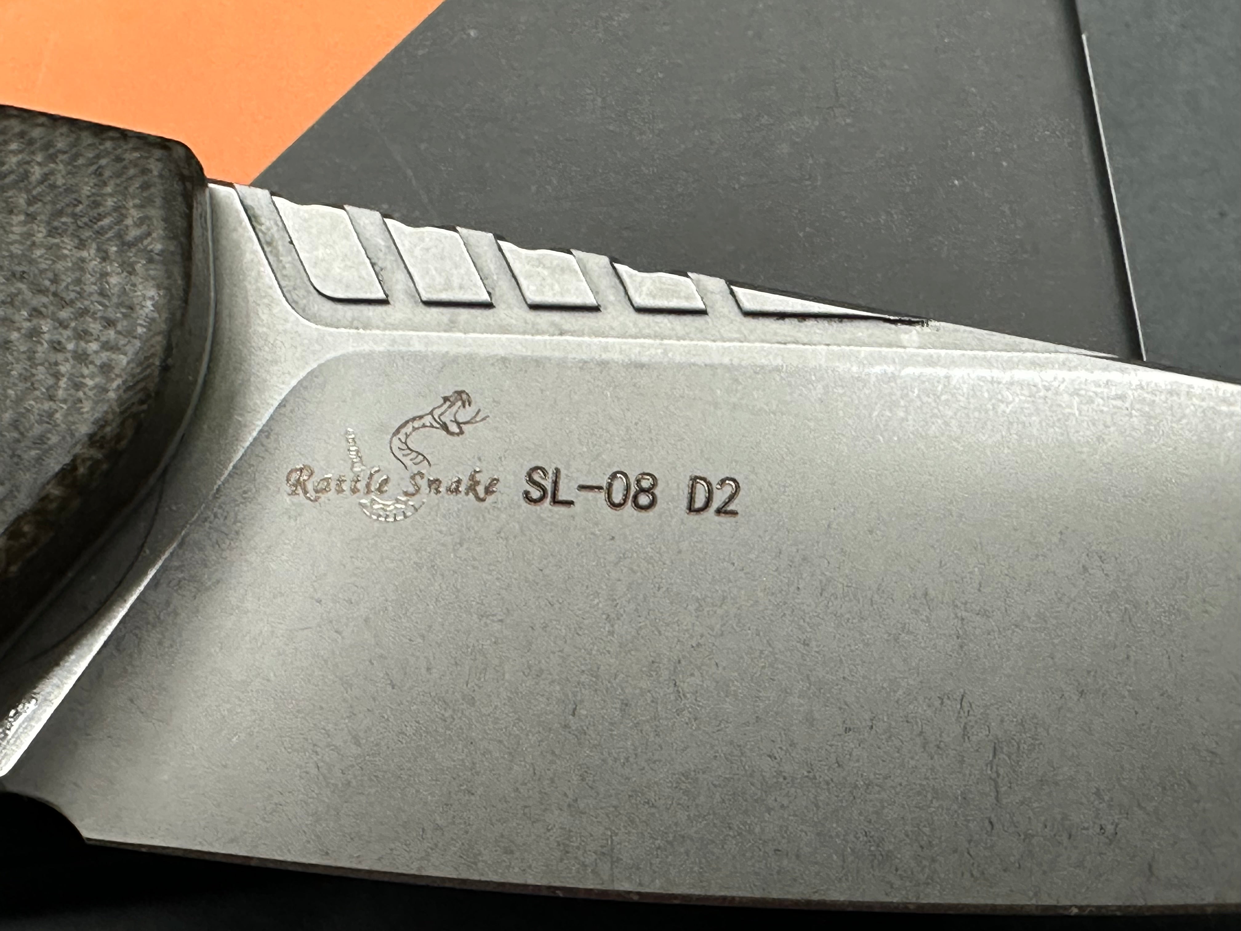 SIXLEAF FOLDING KNIFE BLACK LINEN MICARTA HANDLE D2 PLAIN EDGE SL-08-MICARTA