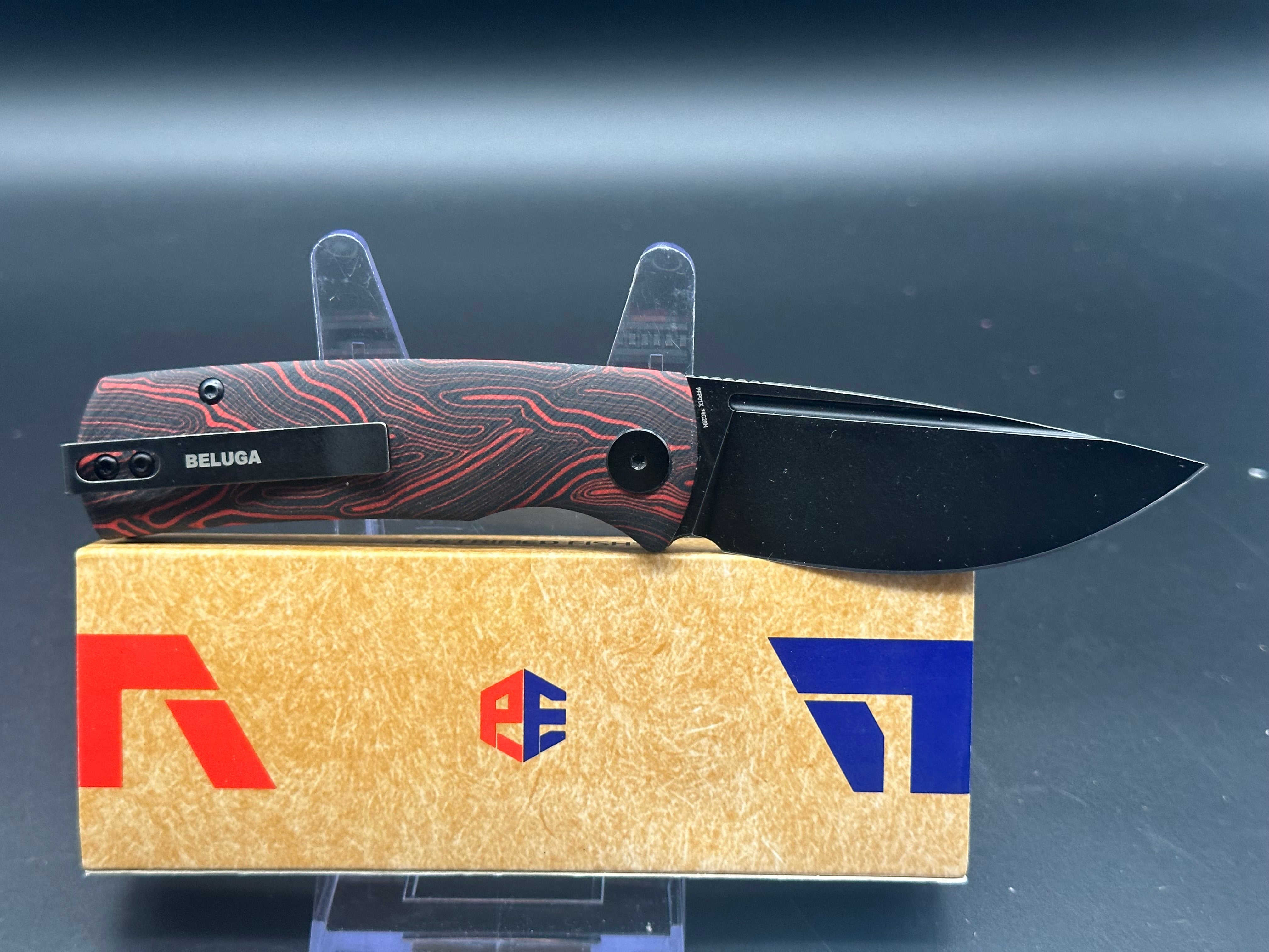 Petrified Fish mini Beluga Gmascus 14C28N Black Stonewash blade