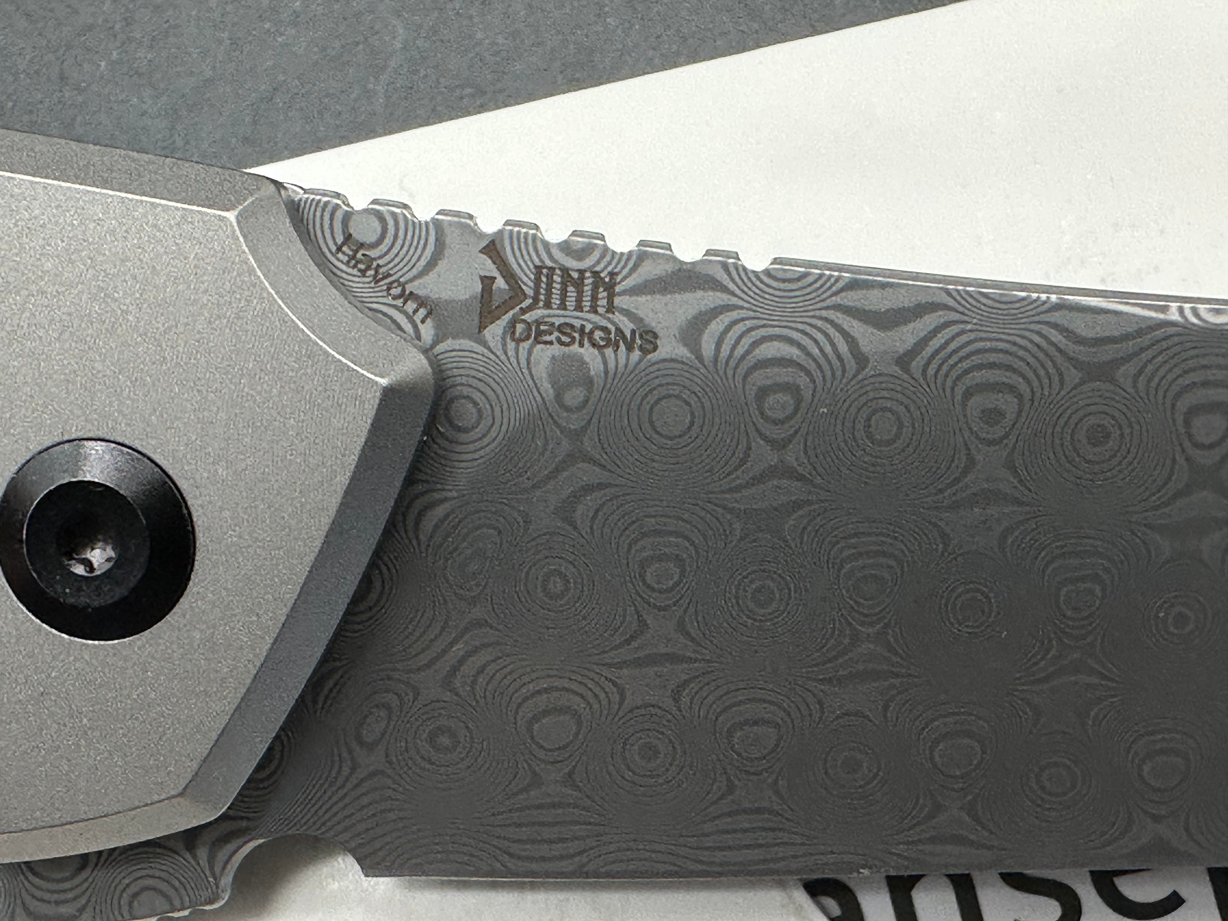 Kansept Knives HAVORN Frame Lock Knife Black and White CF/Ti (3.4" Damascus)
