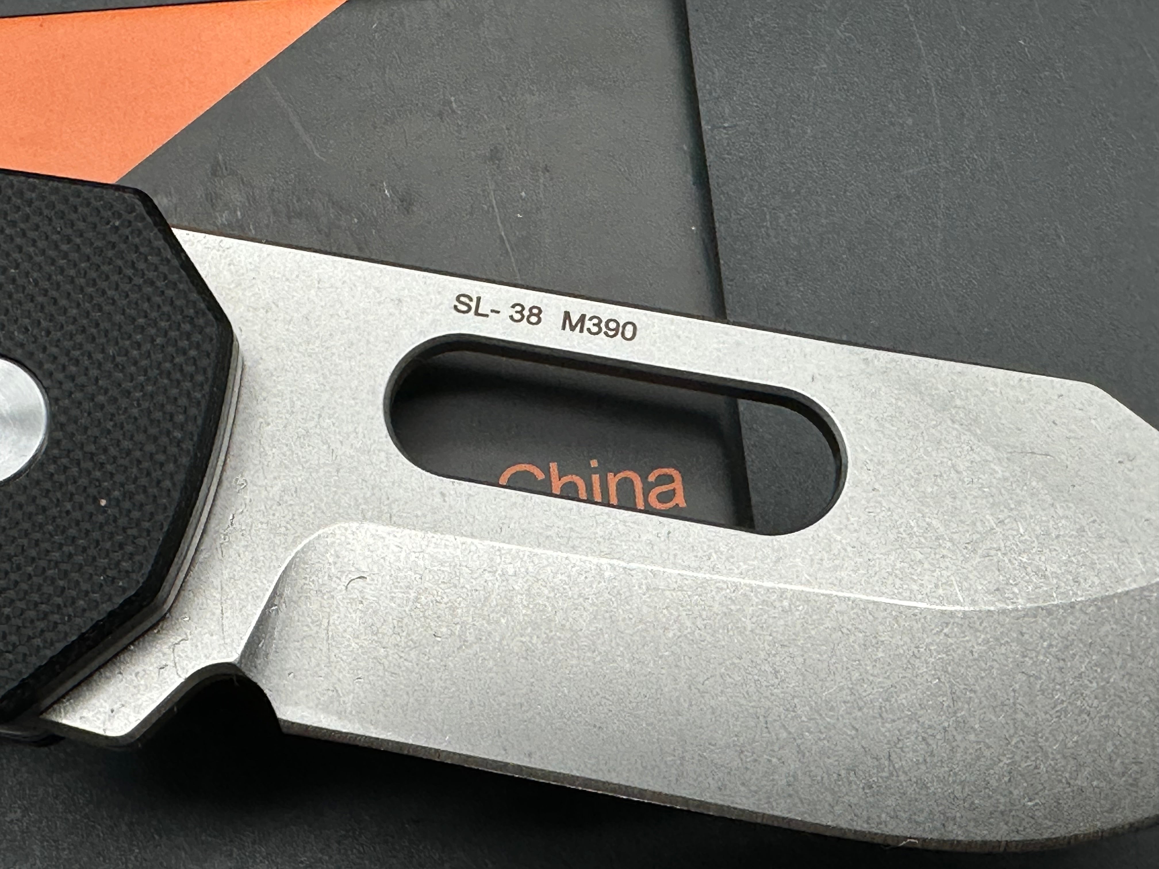 SIXLEAF SL-38 FOLDING KNIFE BLACK G10 HANDLE M390 PLAIN EDGE STONEWASH FINISH