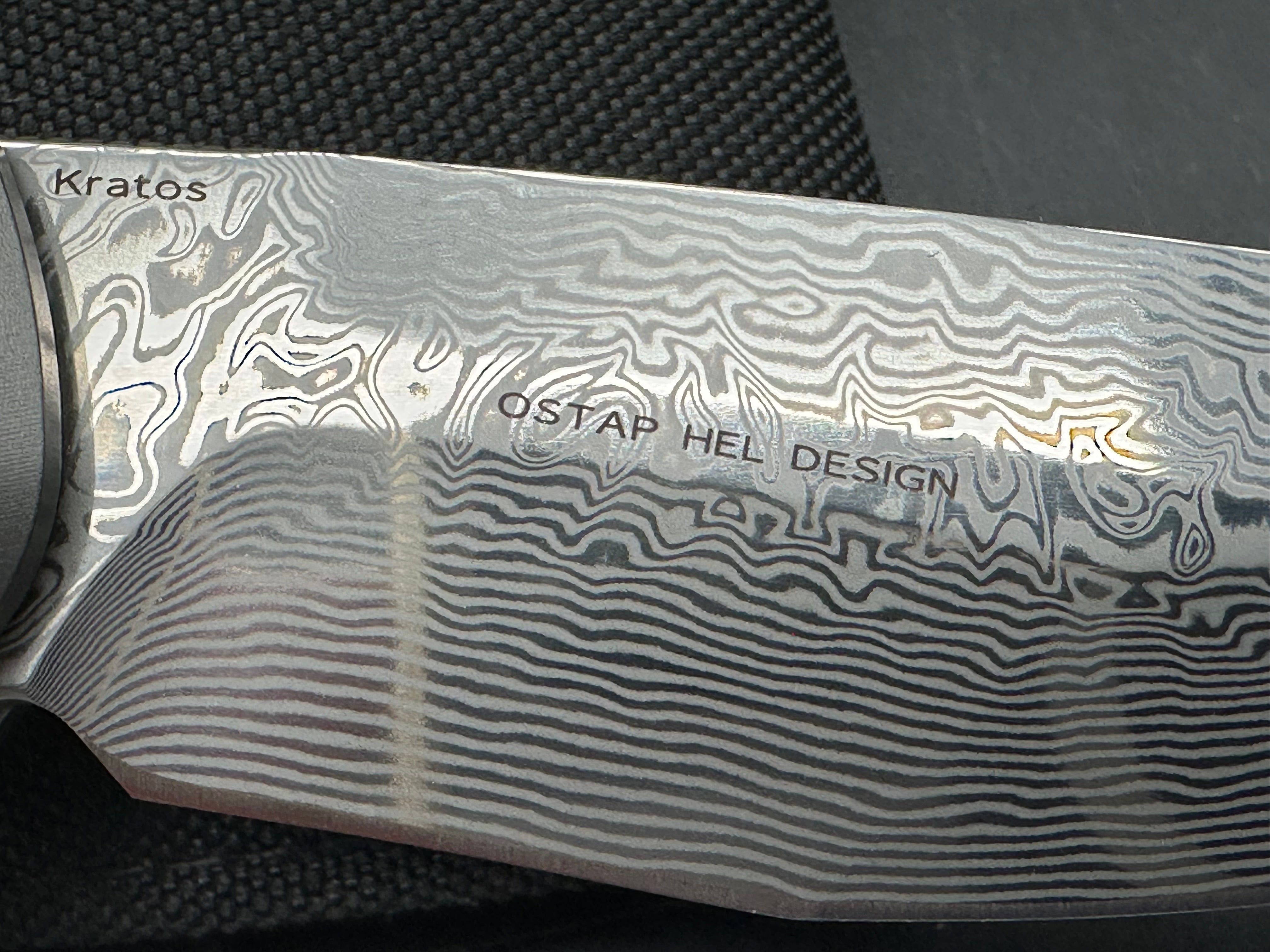 Kansept Knives Kratos Frame Lock Knife Carbon Fiber/Ti (3.75" Damascus)