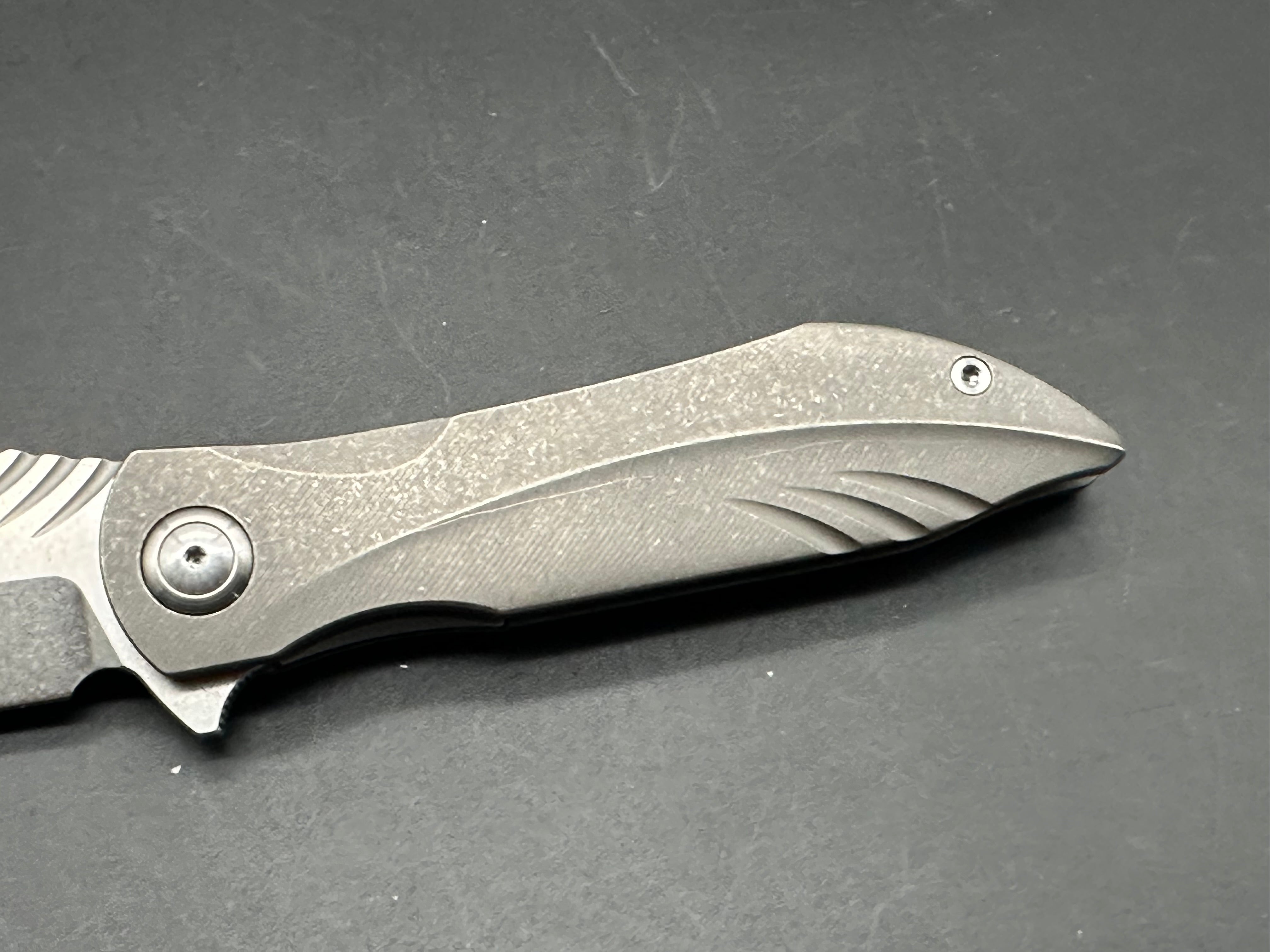 TwoSun TS363 Rihe design titanium handle w/D2 Stonewash blade