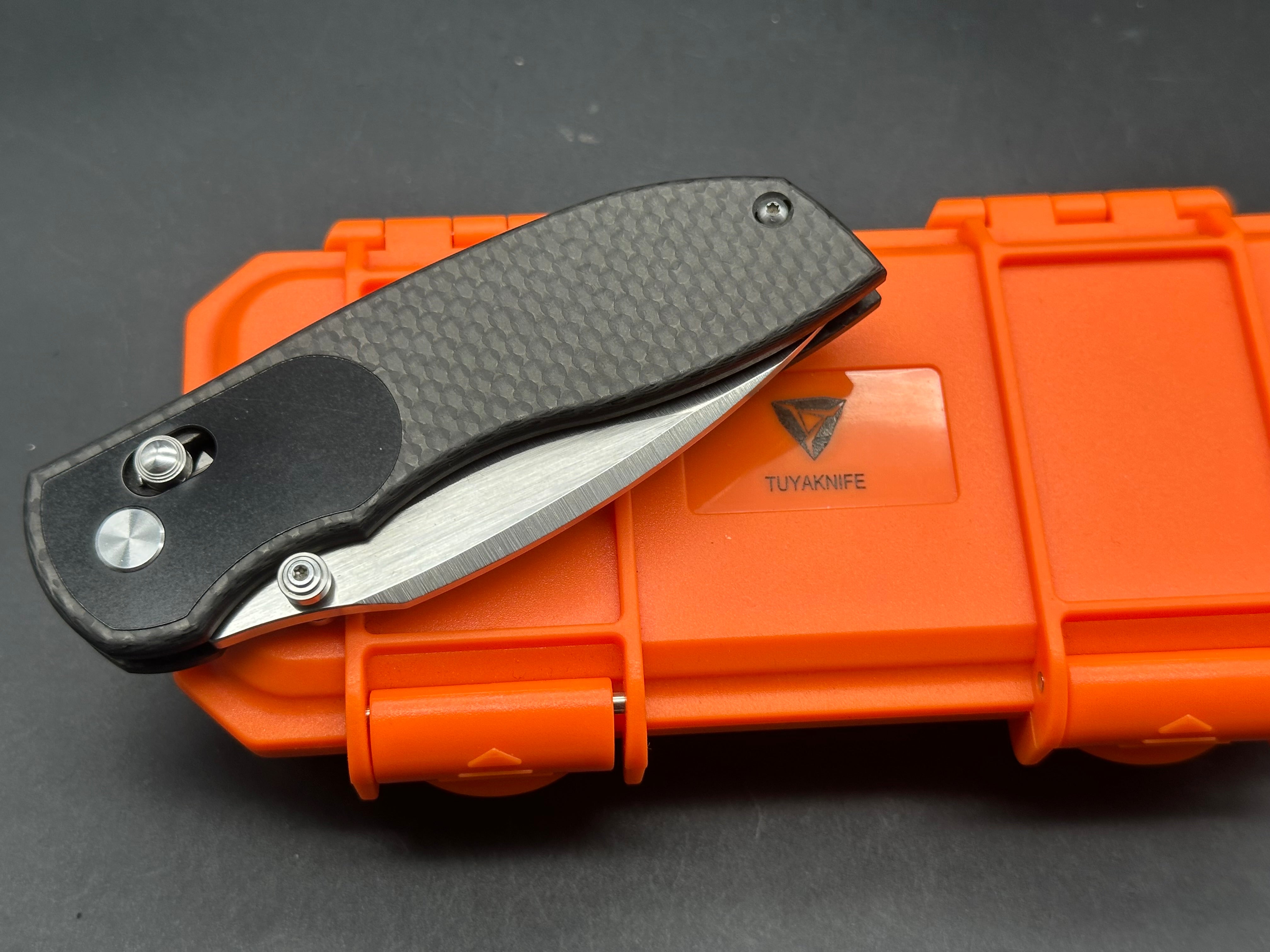 TuyaKnife Big Belly Slide Lock Knife Carbon Fiber (3.5"Satin)