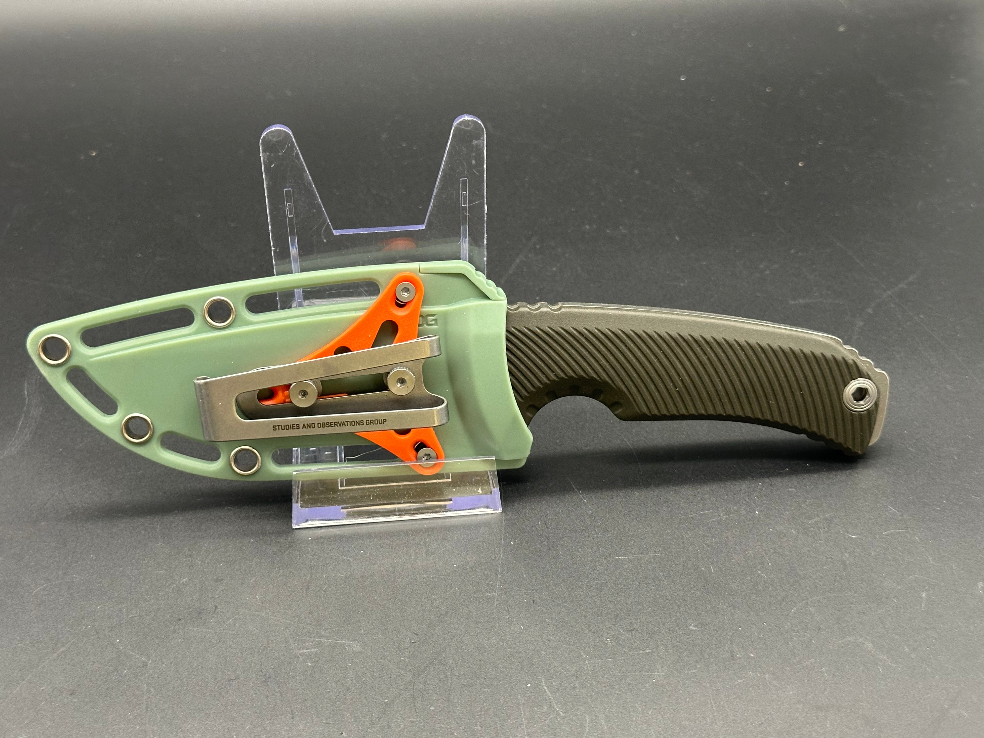 SOG Tellus FX 4.2” Cryo 440C Steel Fixed Blade with GRN OD Green Handle and Sheath