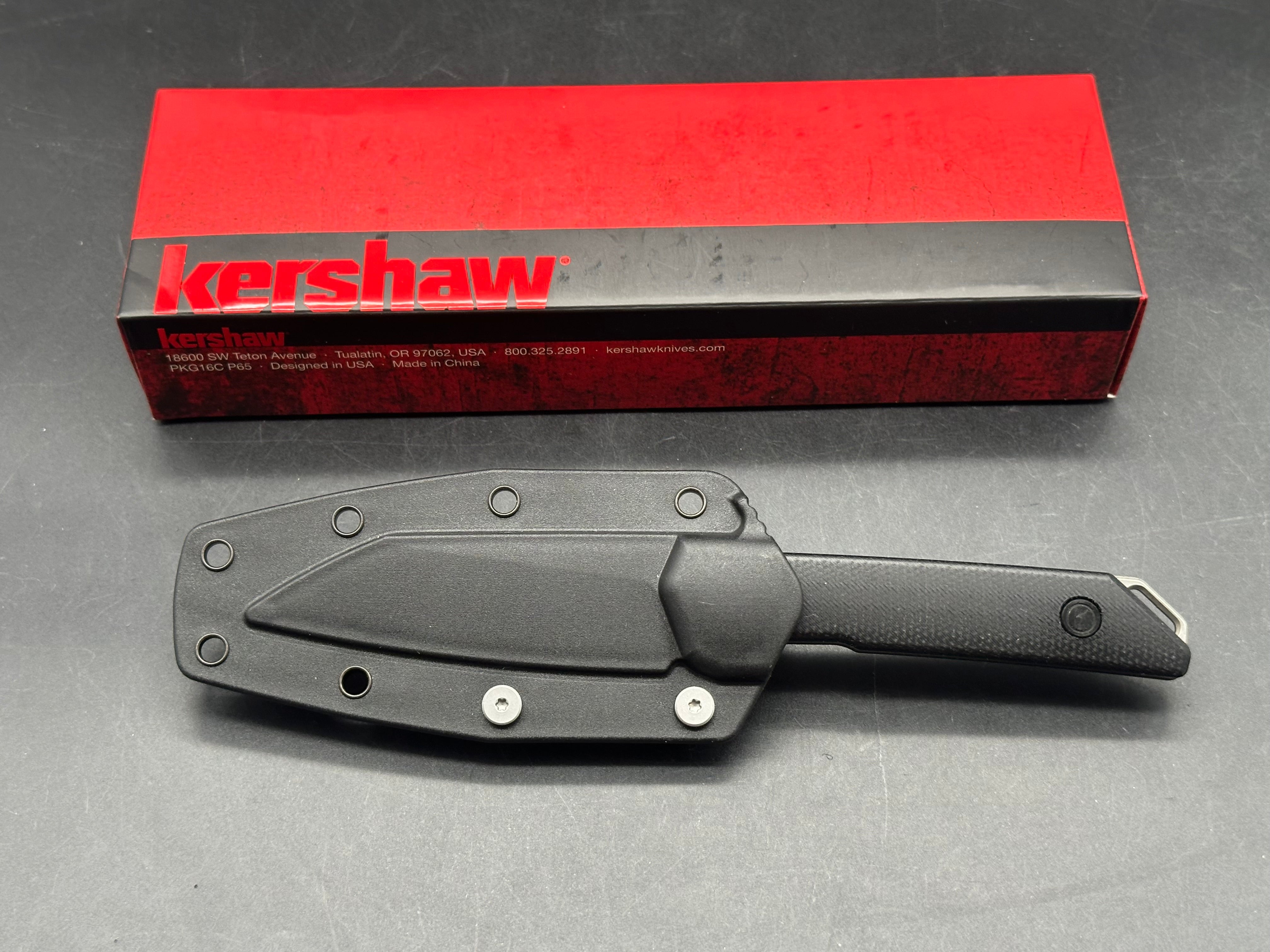 Kershaw Mini Iridium Fixed Blade Knife Black Micarta (3.1" SW)