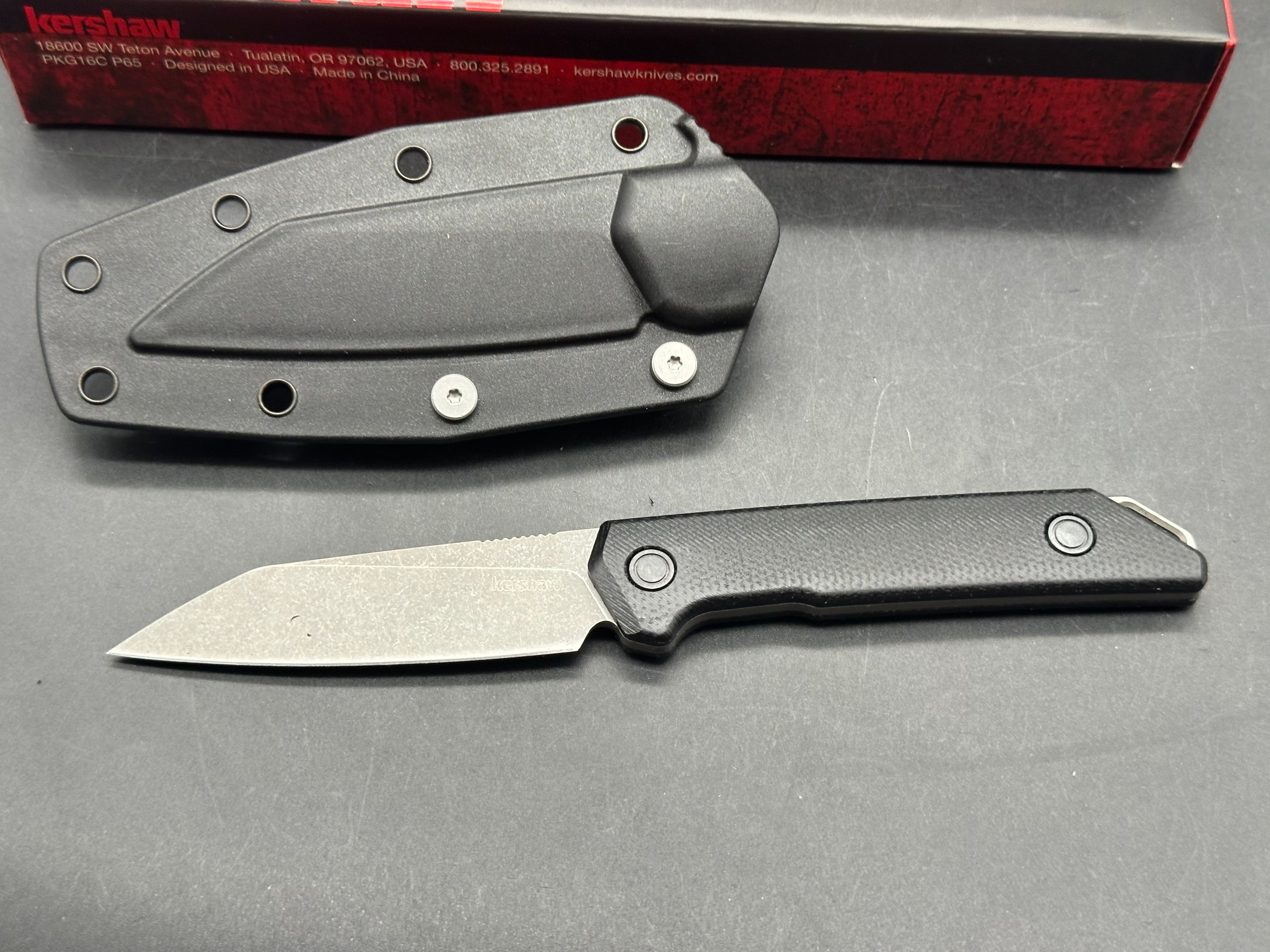 Kershaw Mini Iridium Fixed Blade Knife Black Micarta (3.1" SW)