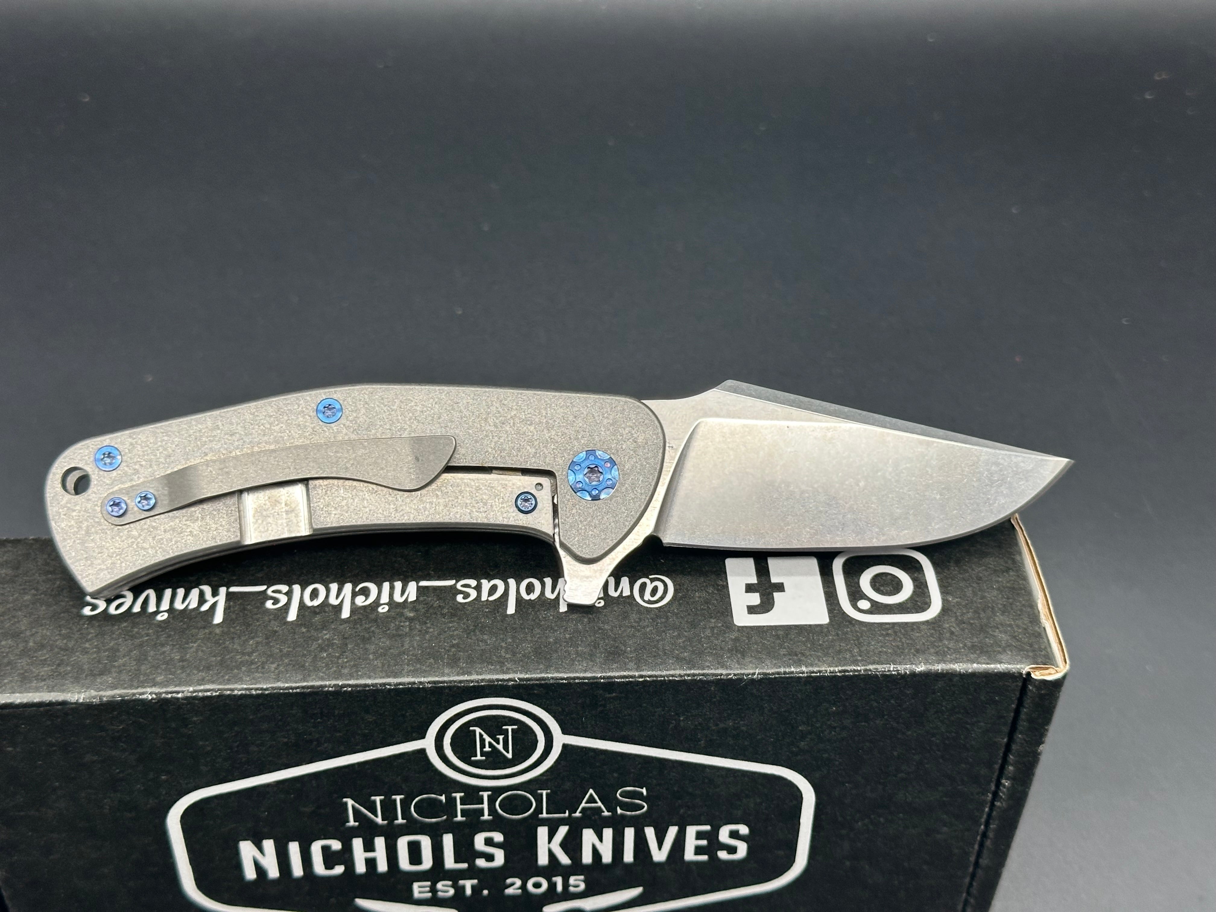 Nicholas Nichols Guppy titanium/mexican blanket micarta handle w/magnacut blade