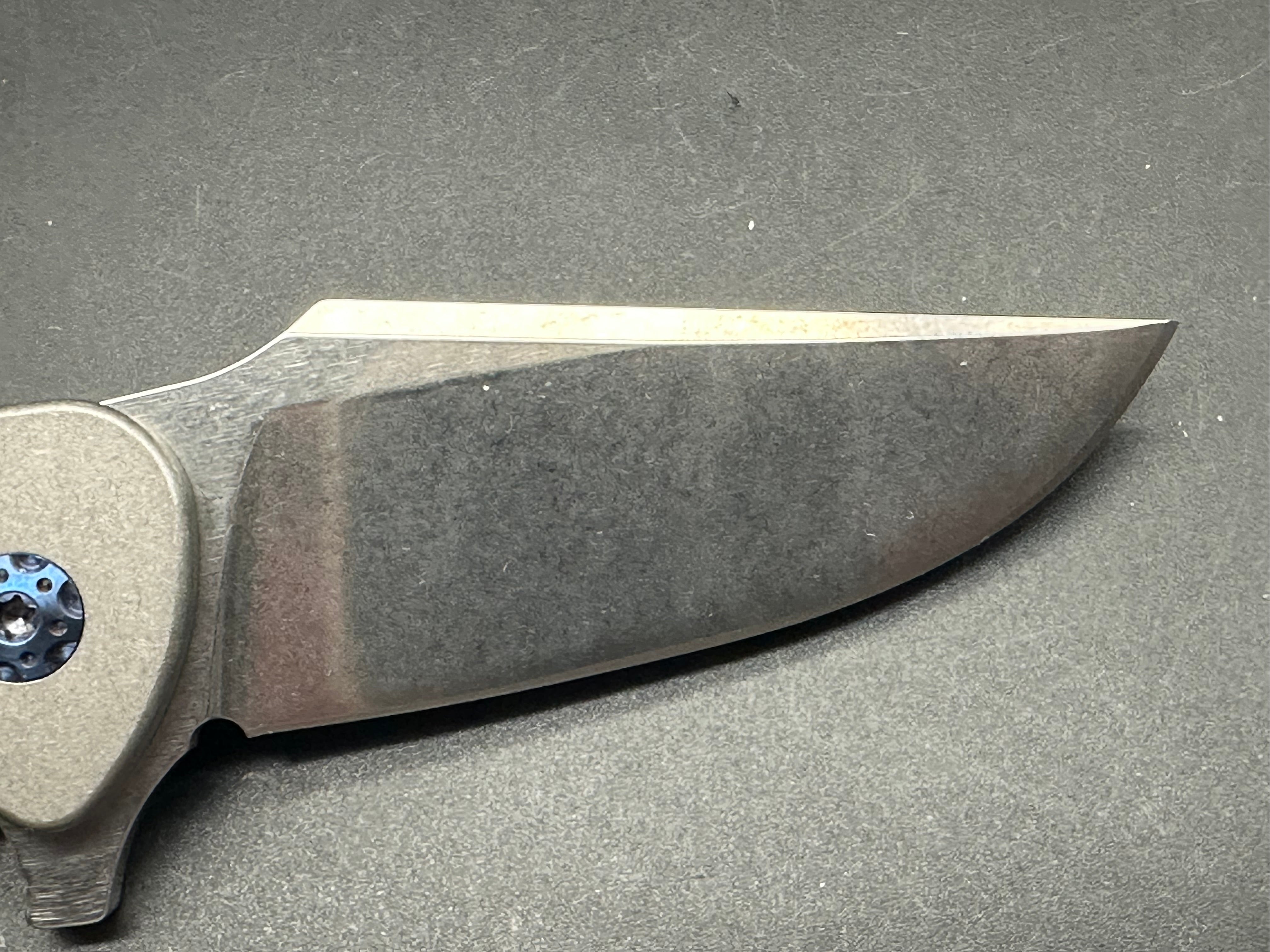 Nicholas Nichols Guppy titanium/mexican blanket micarta handle w/magnacut blade