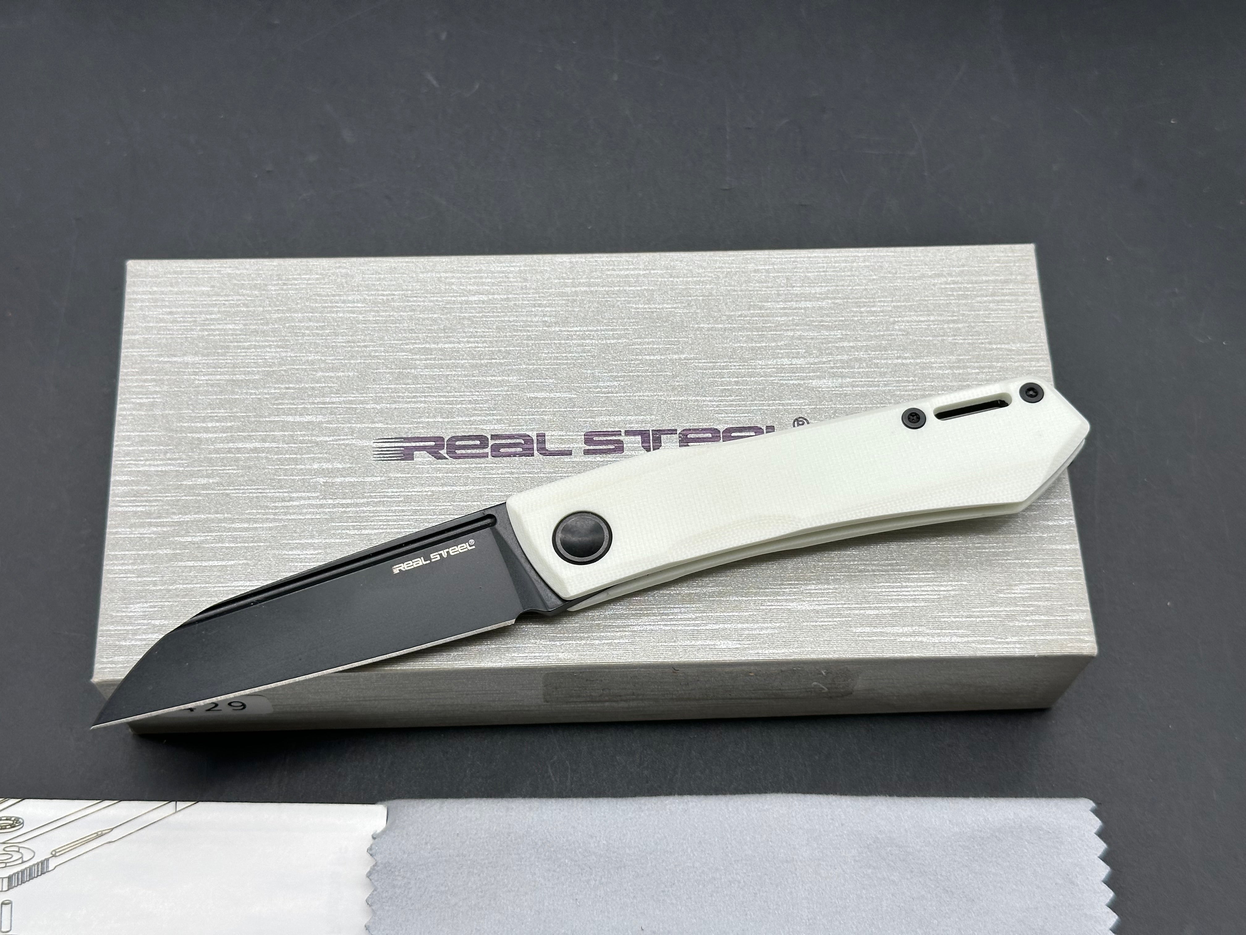 Real Steel Solis Lite Slip Joint Knife White G-10 (2.91" Black)