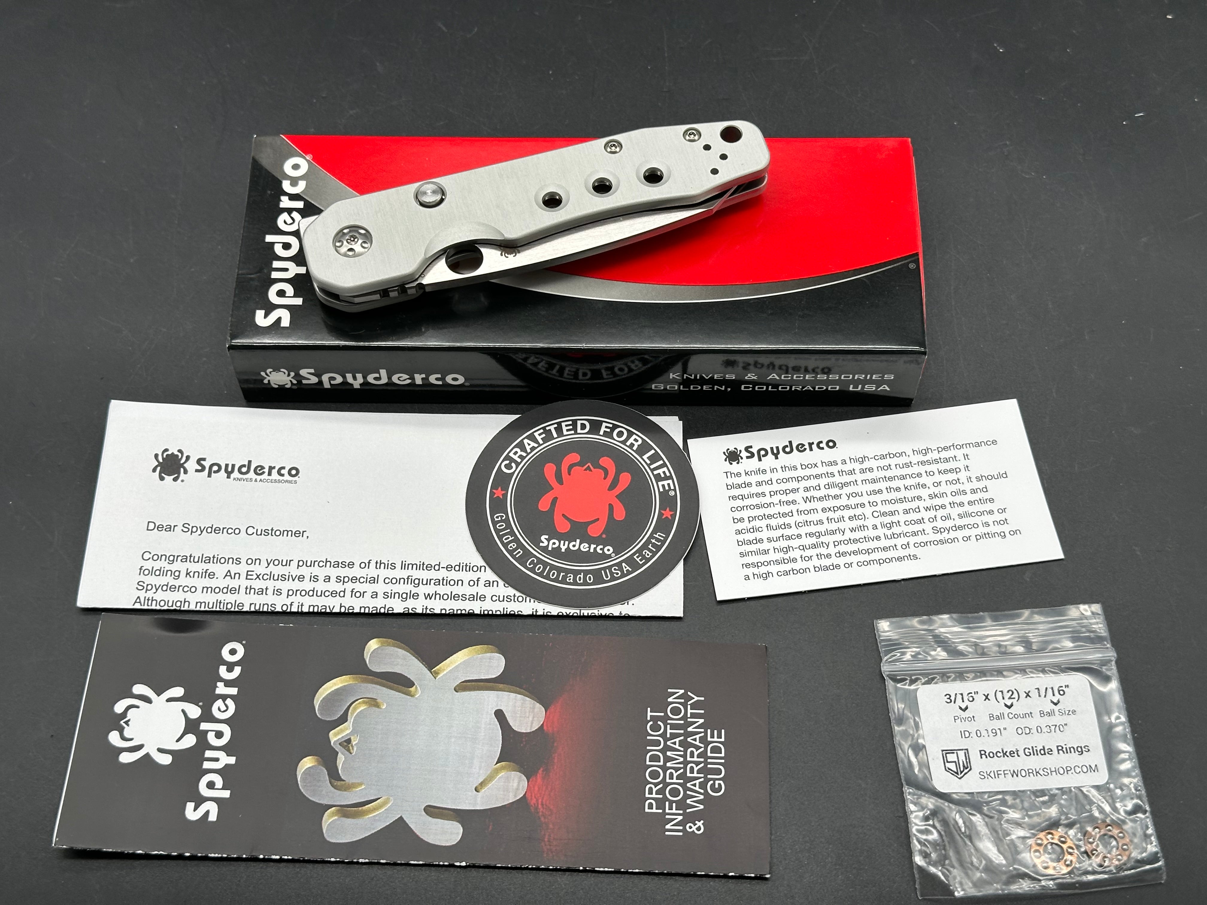 Spyderco Smock 3.39" CPM Cru Wear Satin Blade with Blasted Anodized Aluminum Scales