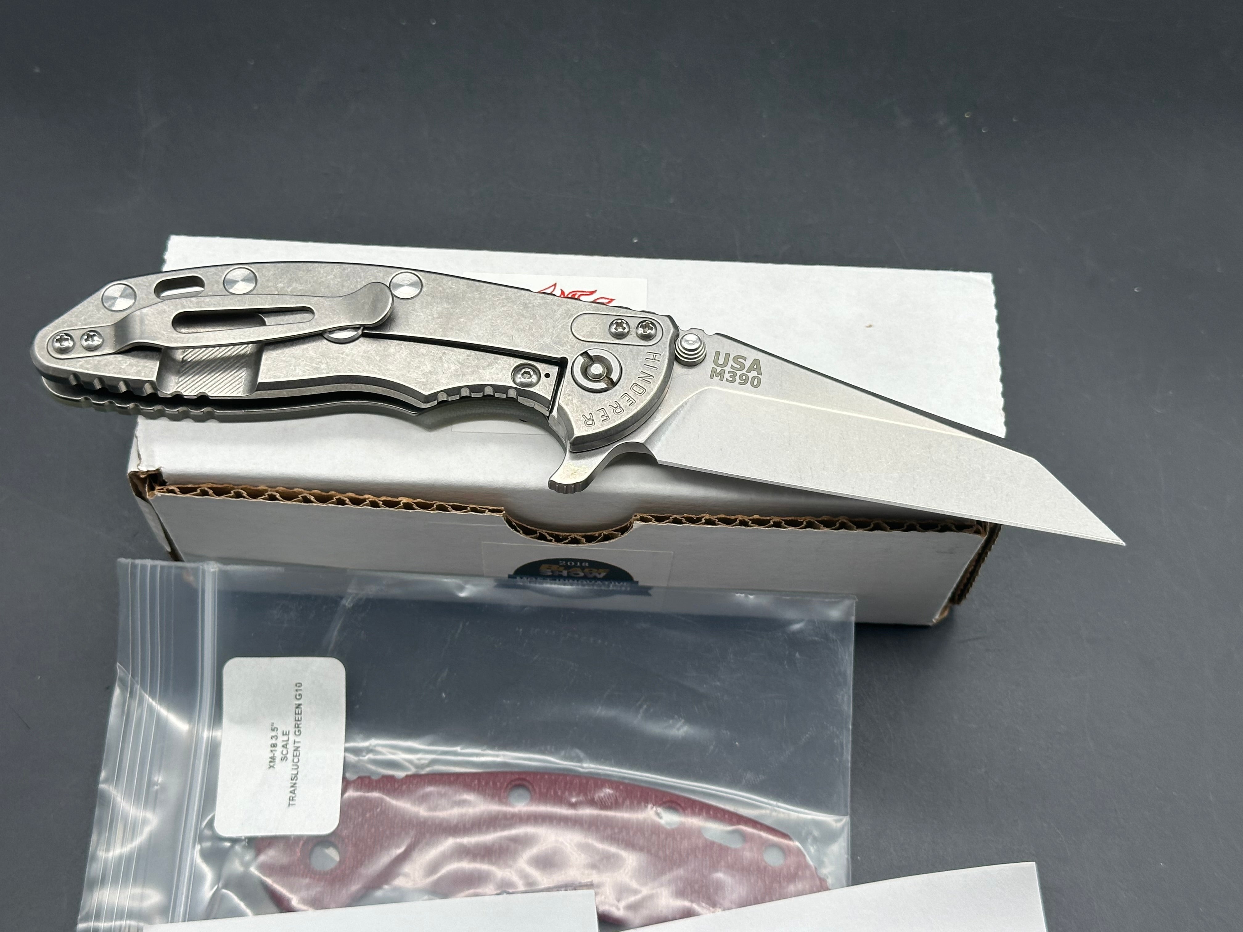 Hinderer XM-18 3.5 DLT Exclusive no choil wharncliffe gen 6 triway pivot M390