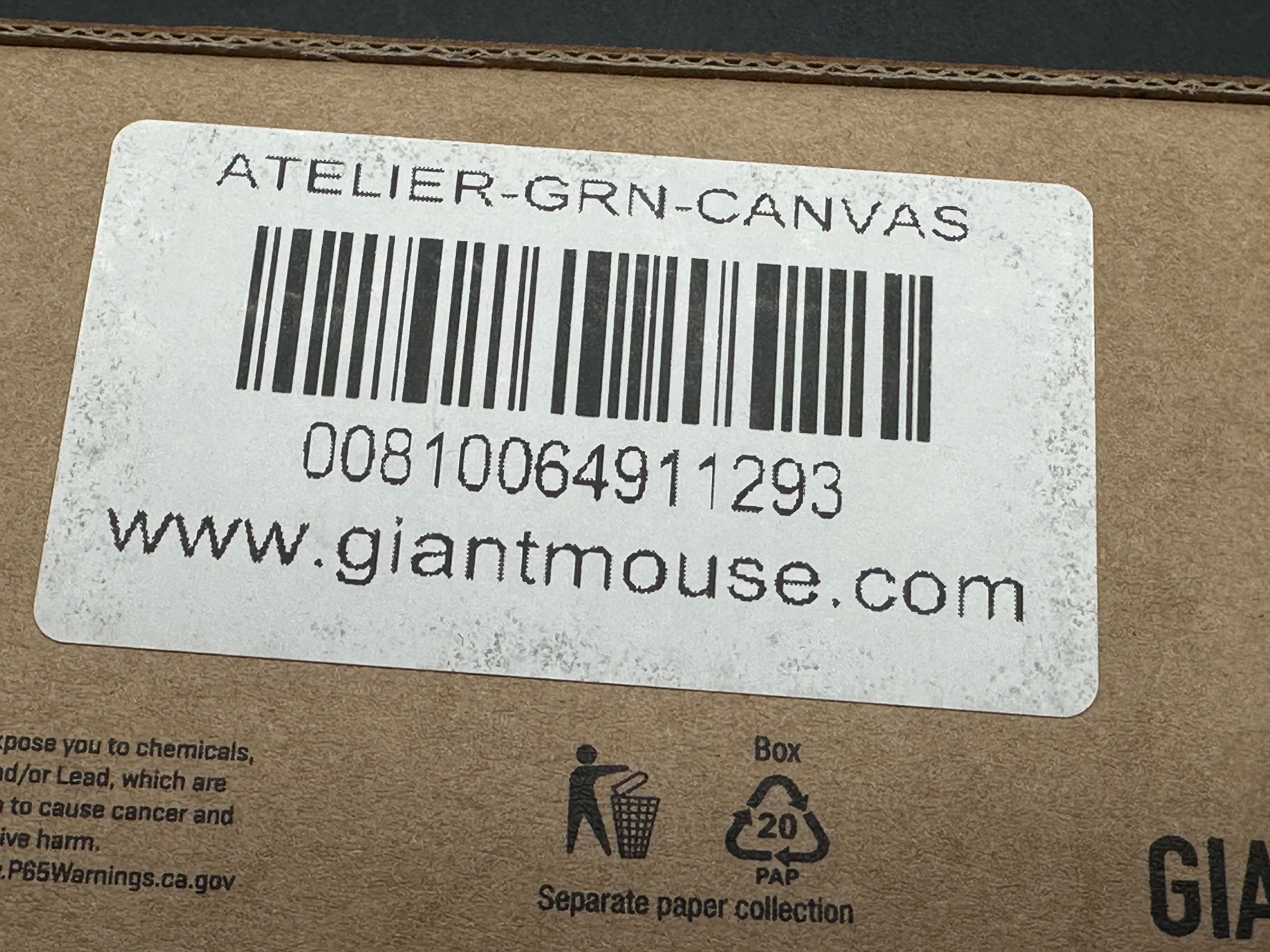 GiantMouse Ace Atelier 2.875" Elmax Satin Blade with Green Canvas Micarta Scales