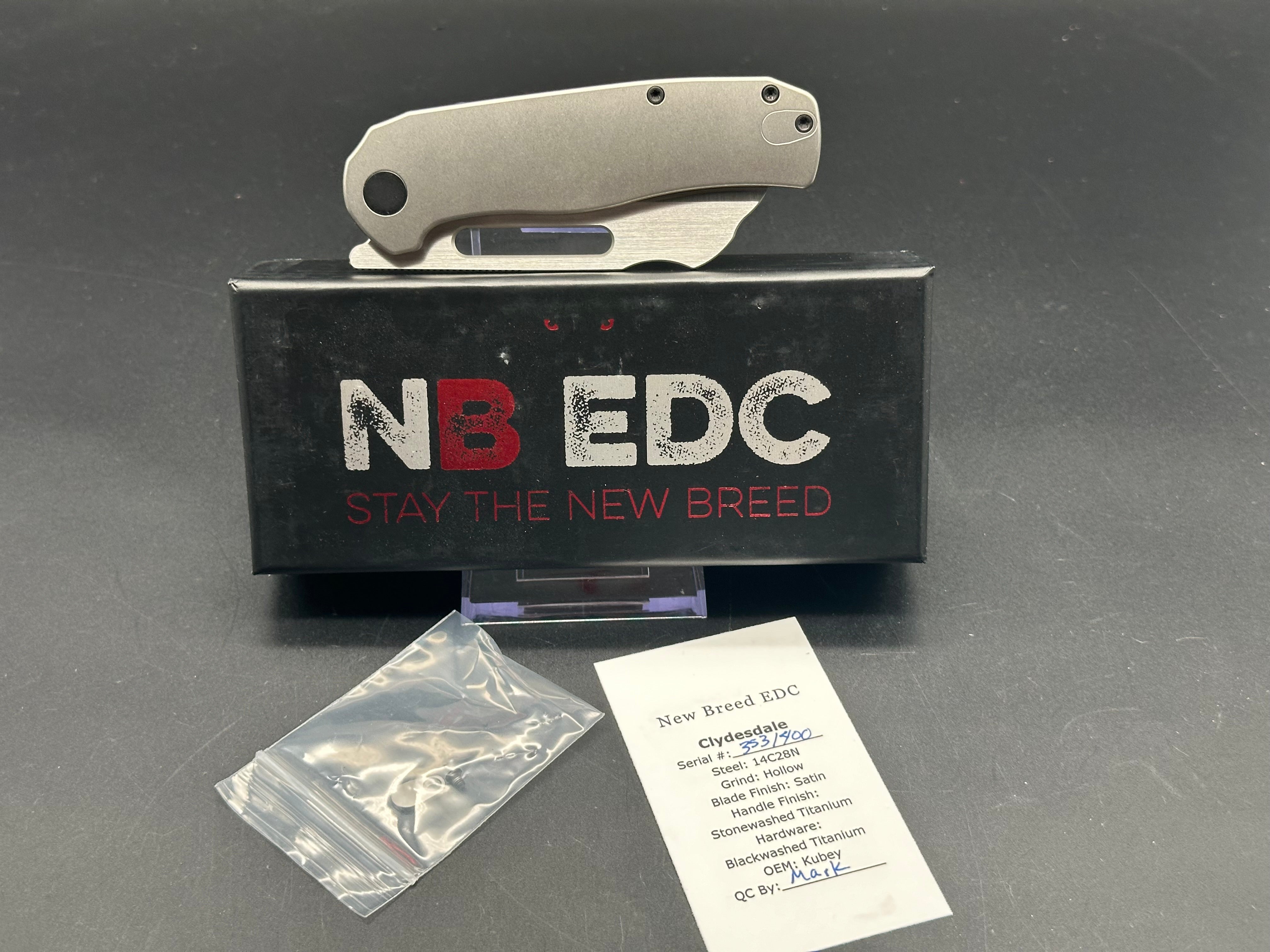 New Breed EDC Clydesdale titanium handle w/14C28N blade