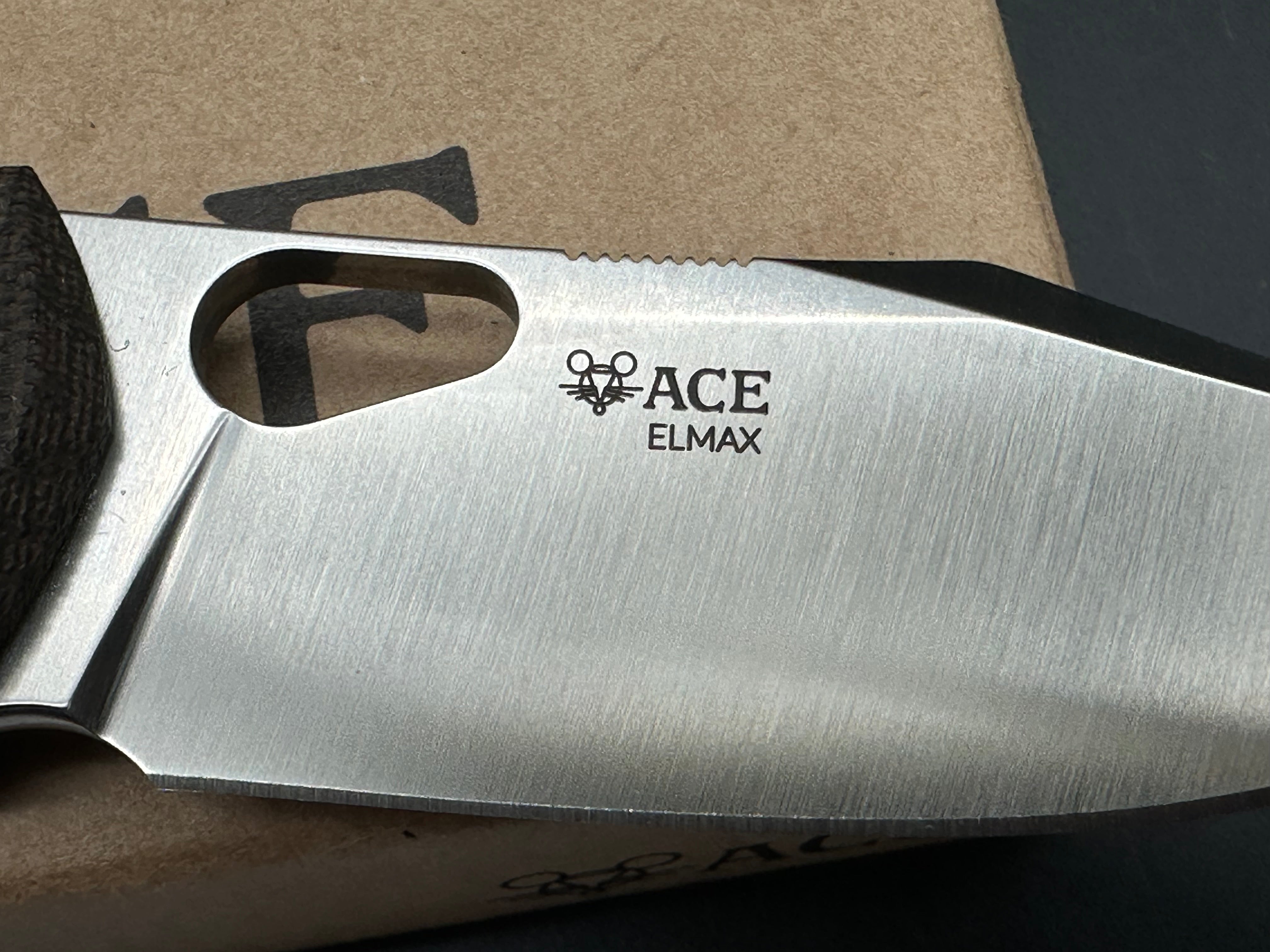 GiantMouse Ace Atelier 2.875" Elmax Satin Blade with Green Canvas Micarta Scales