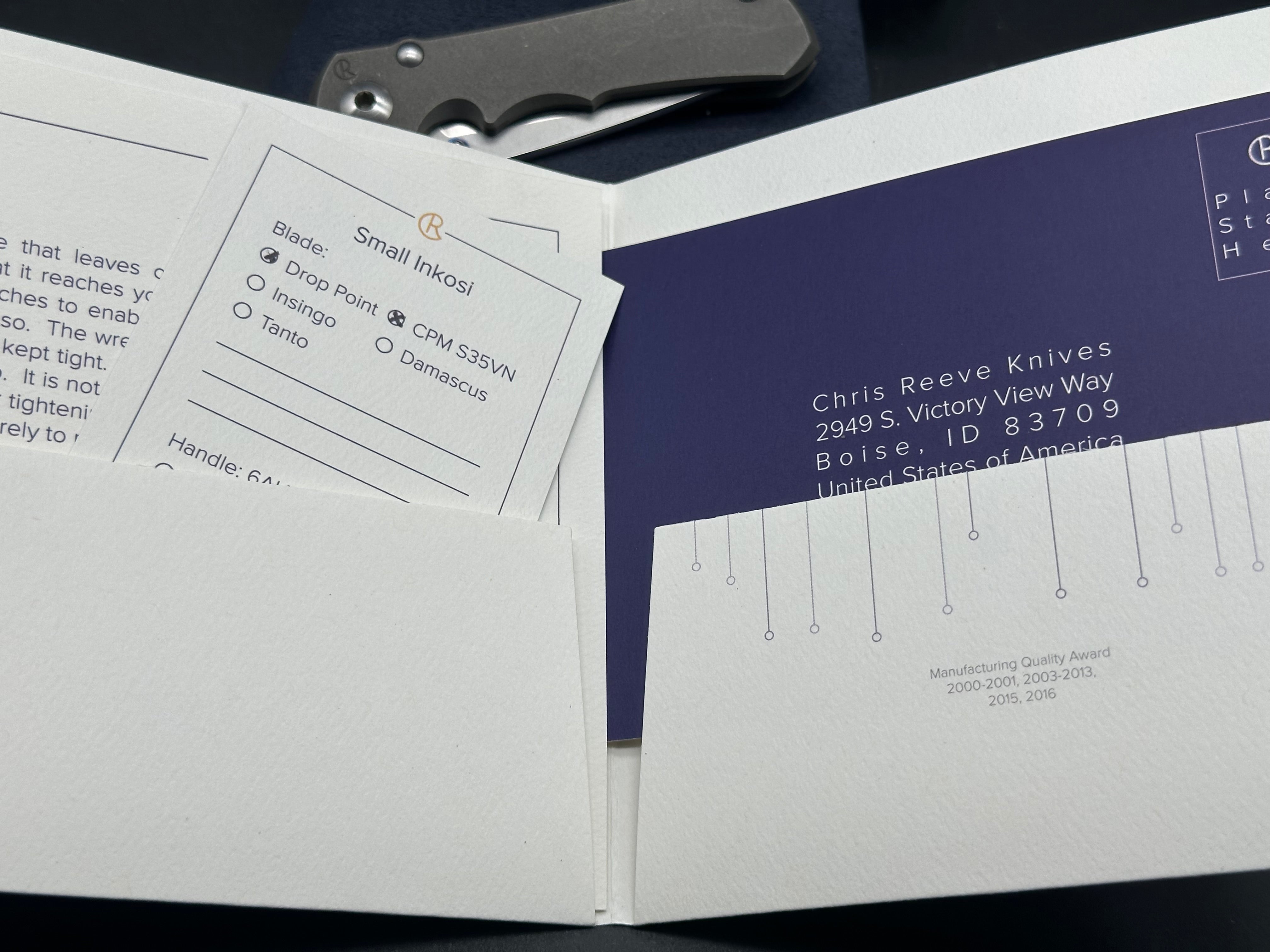 CRK Small Inkosi S35V plain Jane drop point user with snail trails