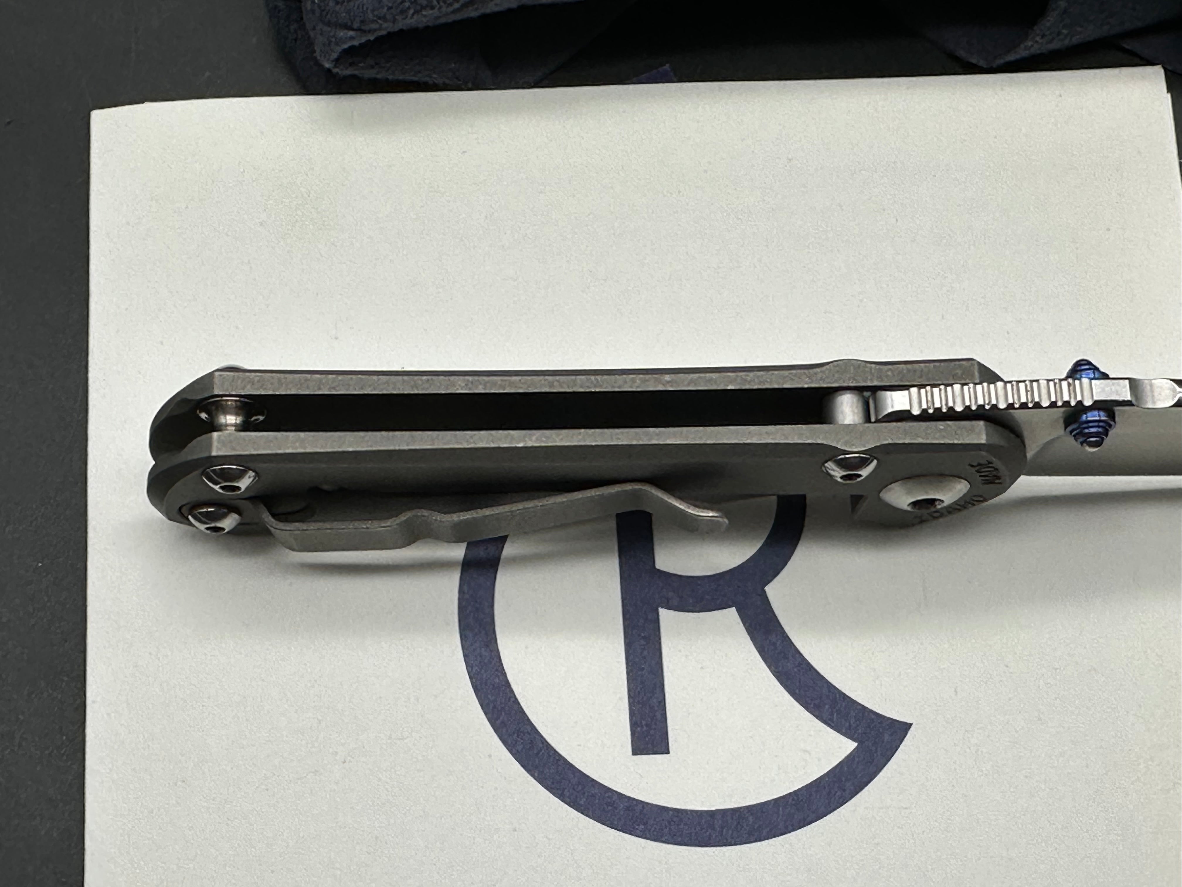 CRK Small Inkosi S35V plain Jane drop point user with snail trails