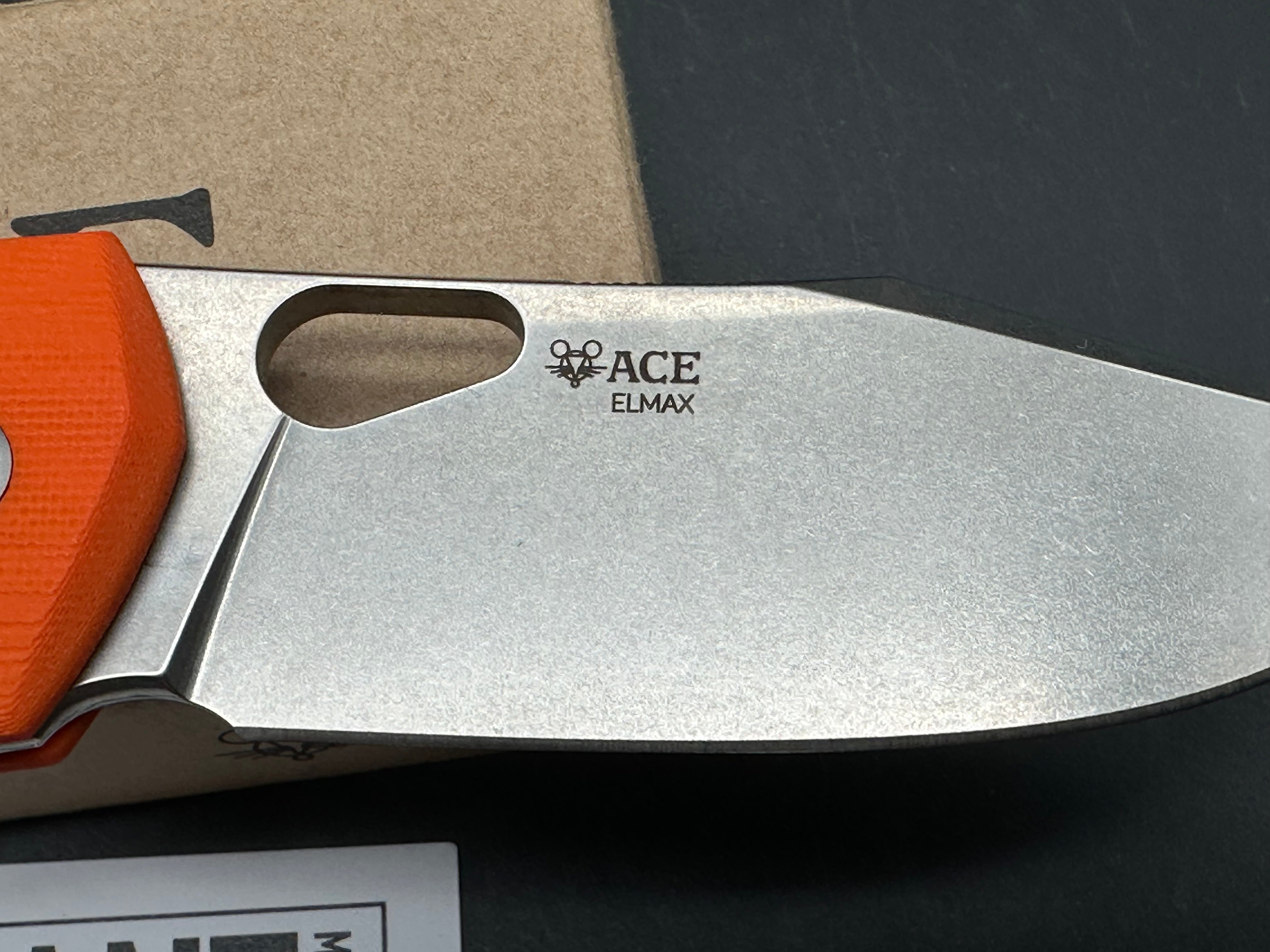 GiantMouse Ave Grand 3.3125" Elmax Stonewash Blade with Orange G10 Scales