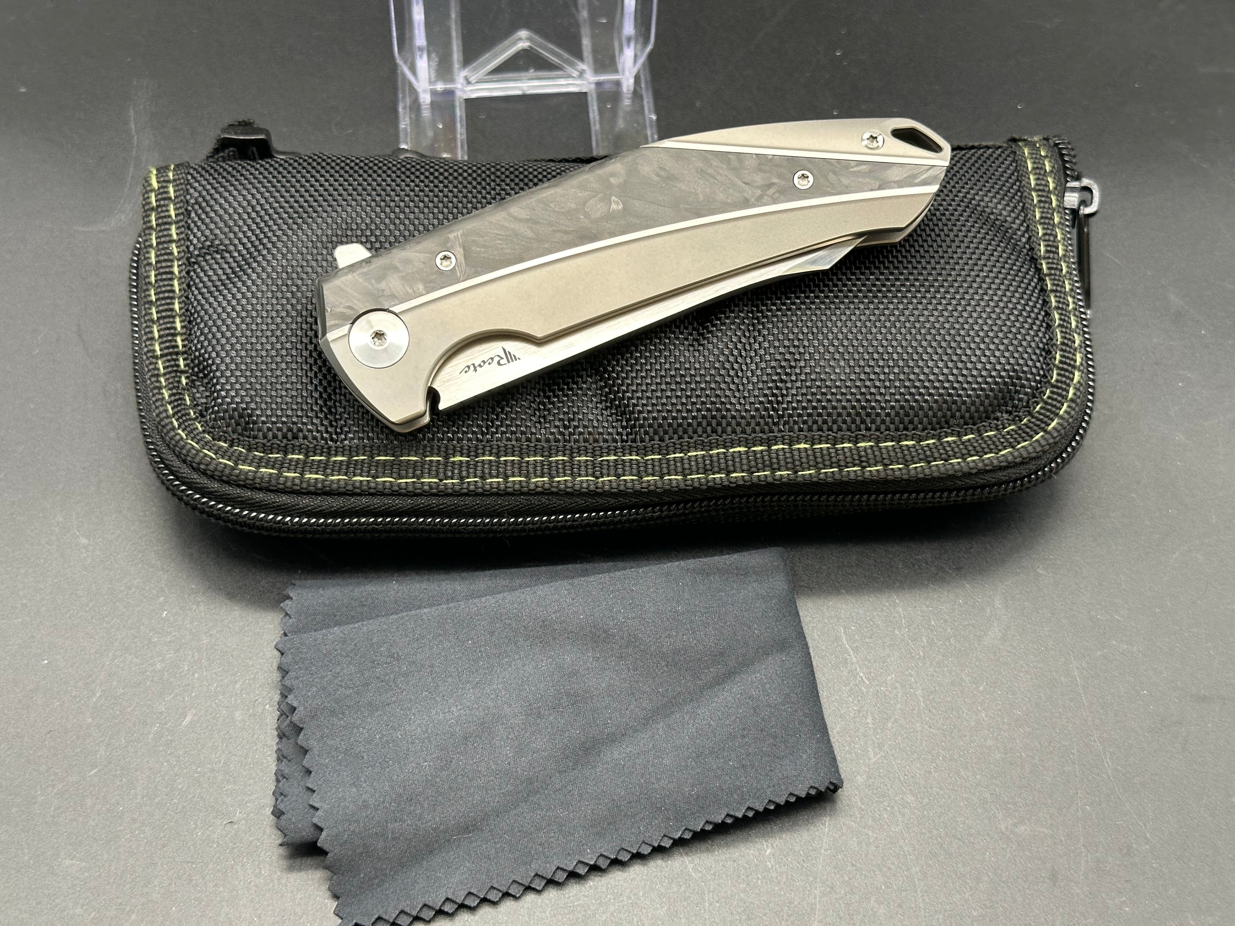 Reate K-1 Frame Lock Flipper Knife Marble Carbon Fiber/Ti (3.8" M390 Hand Satin)