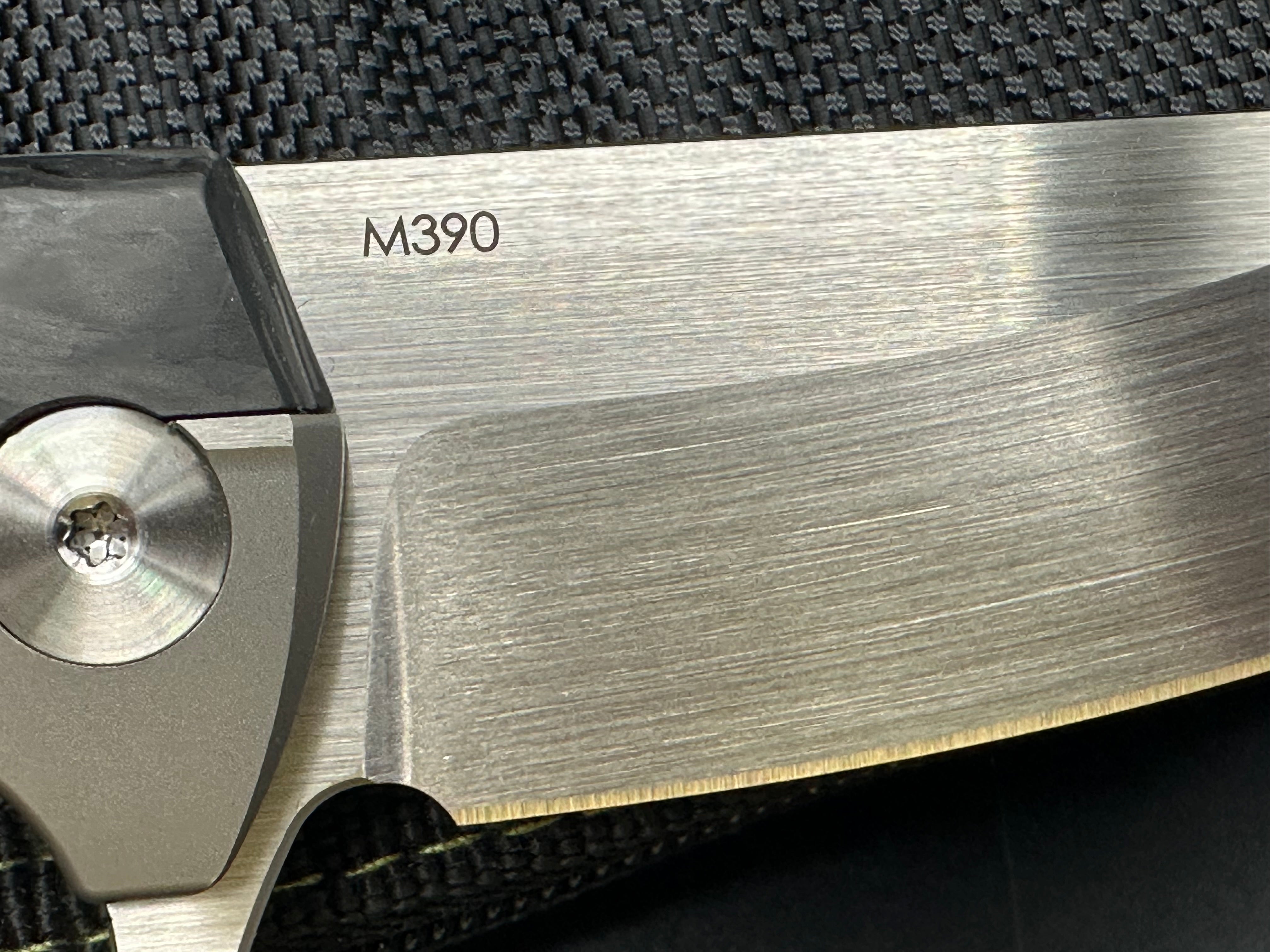 Reate K-1 Frame Lock Flipper Knife Marble Carbon Fiber/Ti (3.8" M390 Hand Satin)