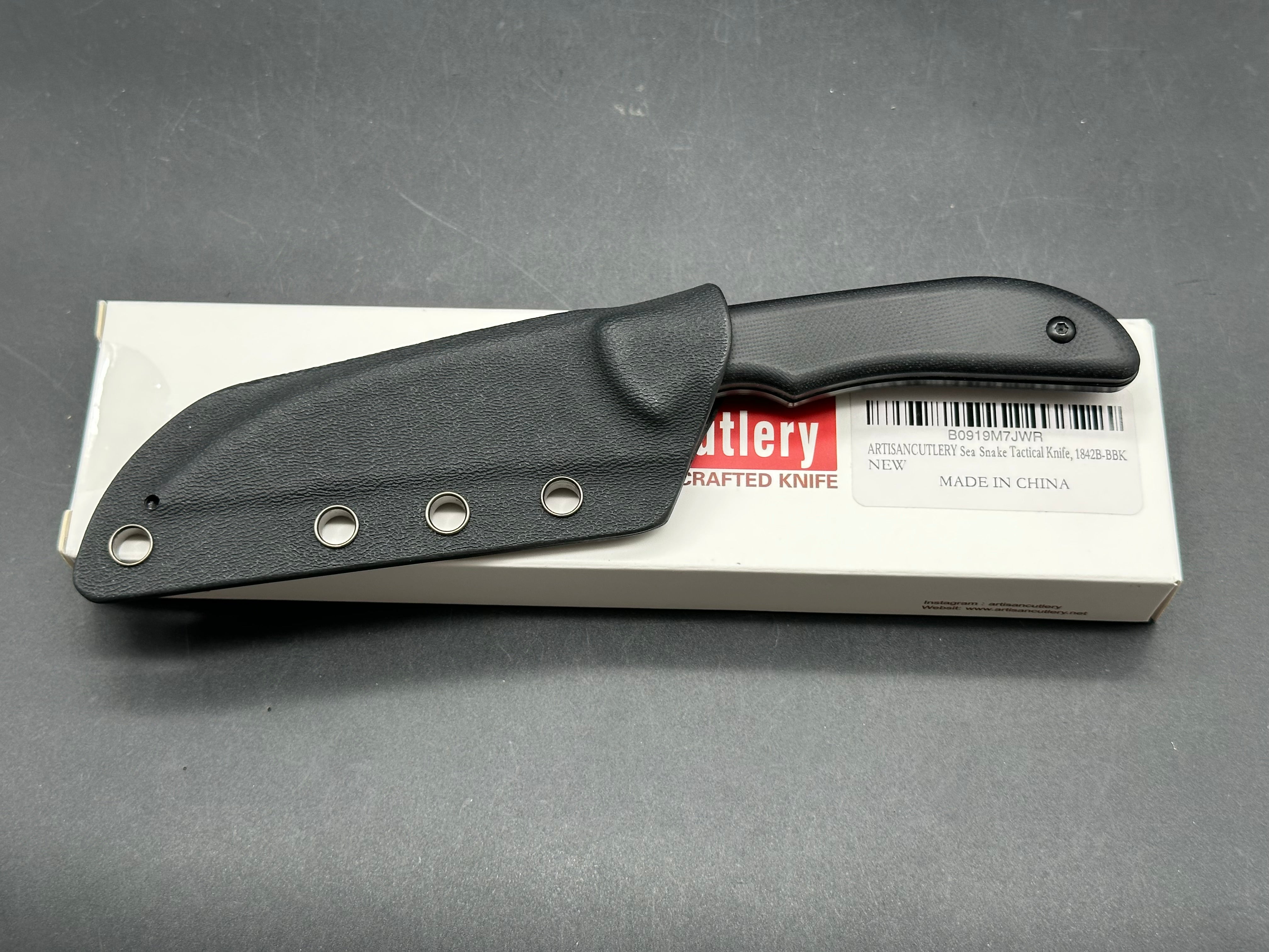 ARTISAN CUTLERY SEA SNAKE FIXED BLADE BLACK G10 HANDLE AR-RPM9 DROP POINT