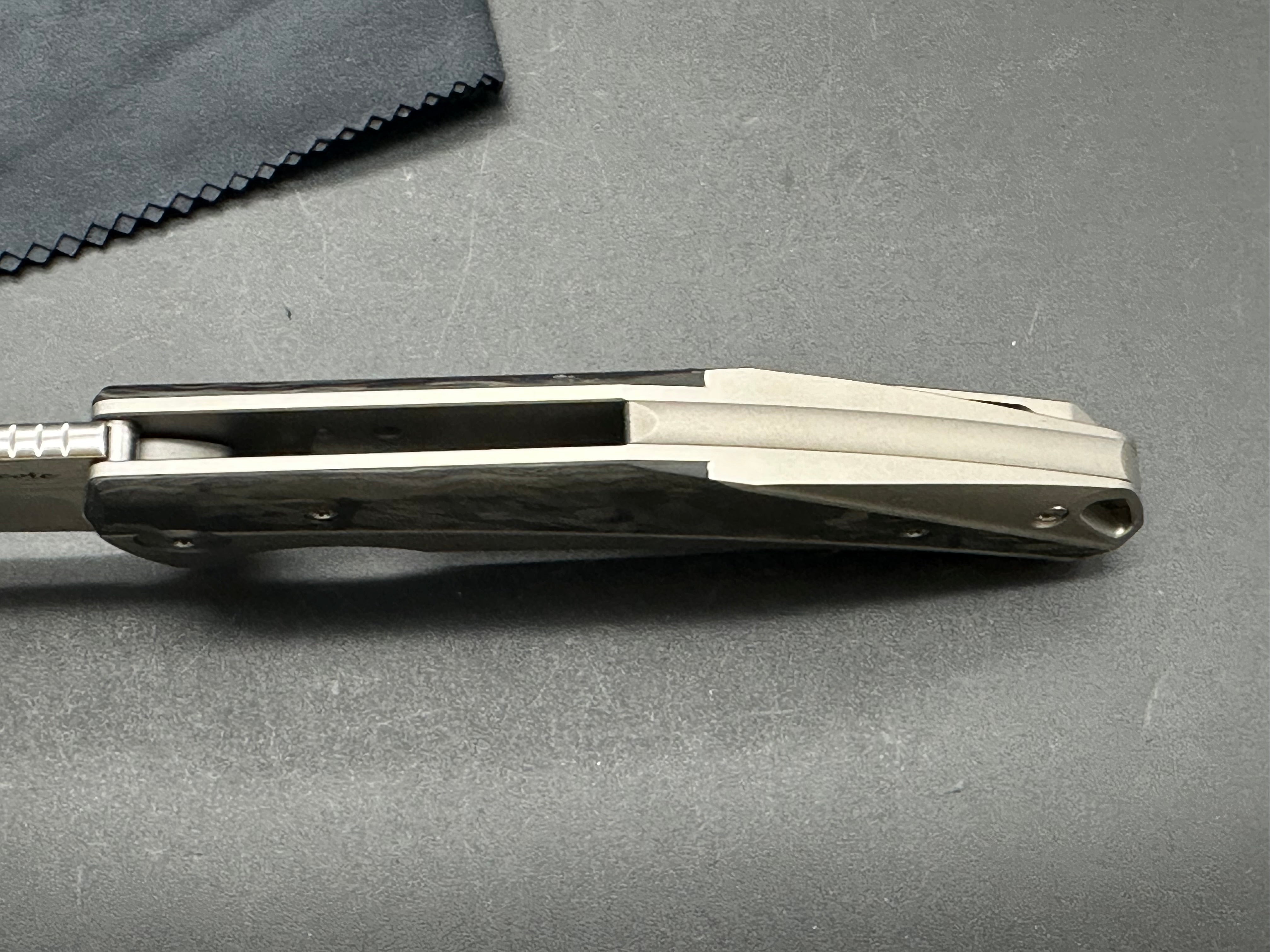 Reate K-1 Frame Lock Flipper Knife Marble Carbon Fiber/Ti (3.8" M390 Hand Satin)