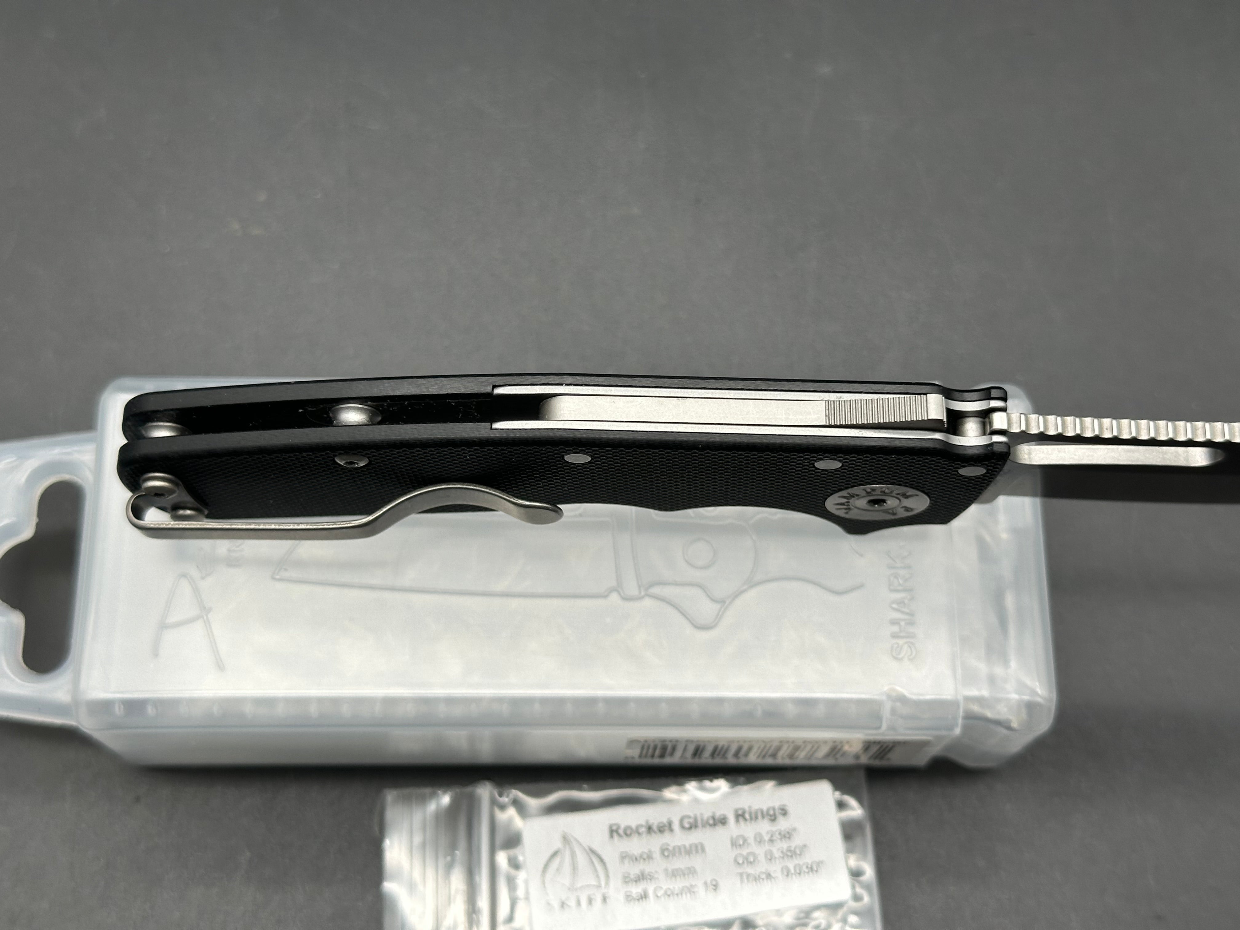 Demko Shark Cub (NEW), 2.75" CPM 20CV Stonewash Blade with Black G10 Handle with Skiff Bearings Installed