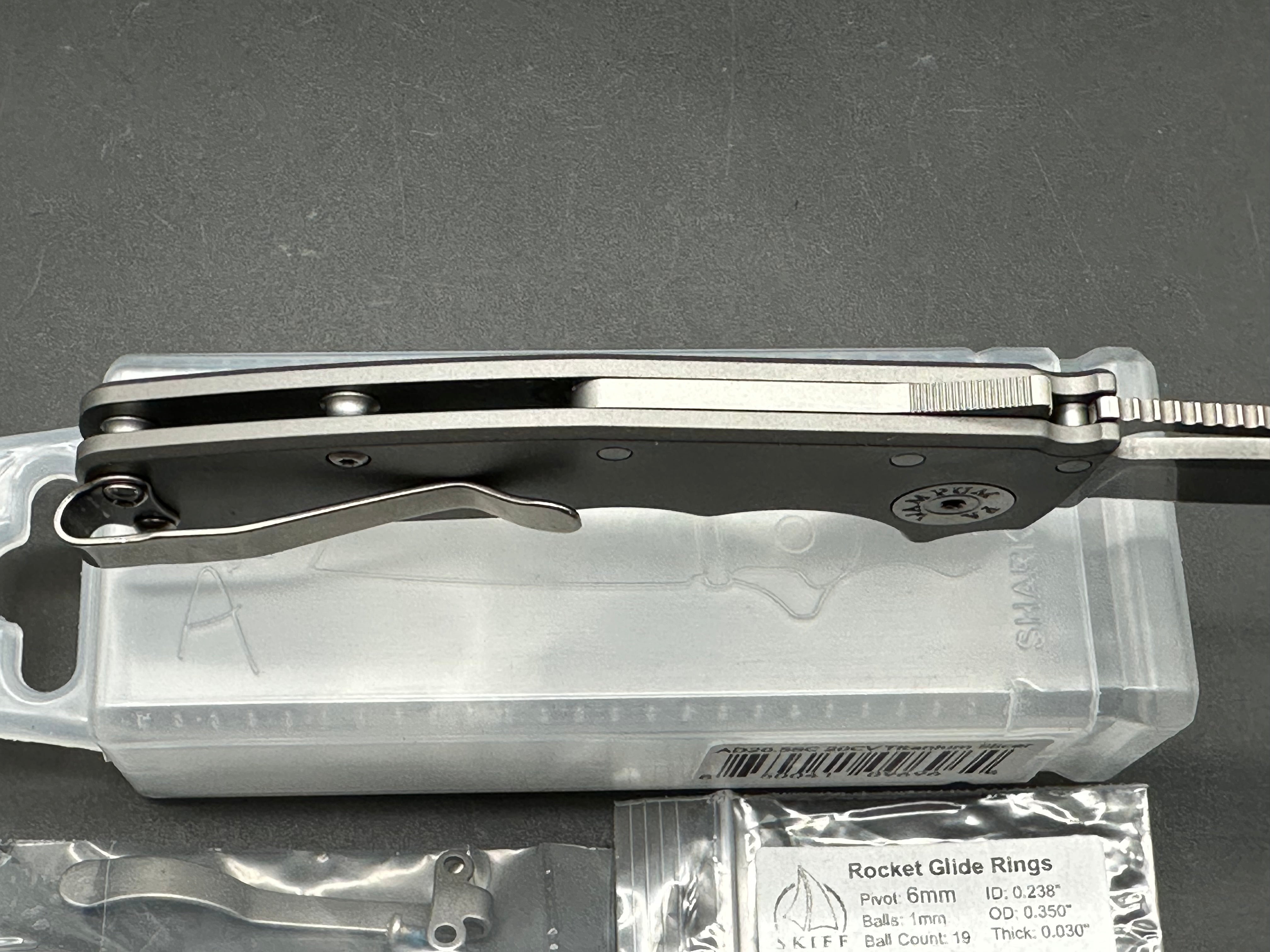Demko Shark Cub, DLT Exclusive (NEW), 2.75" CPM 20CV Slicer Blade with Smooth Titanium Handle plus Skiff Bearings