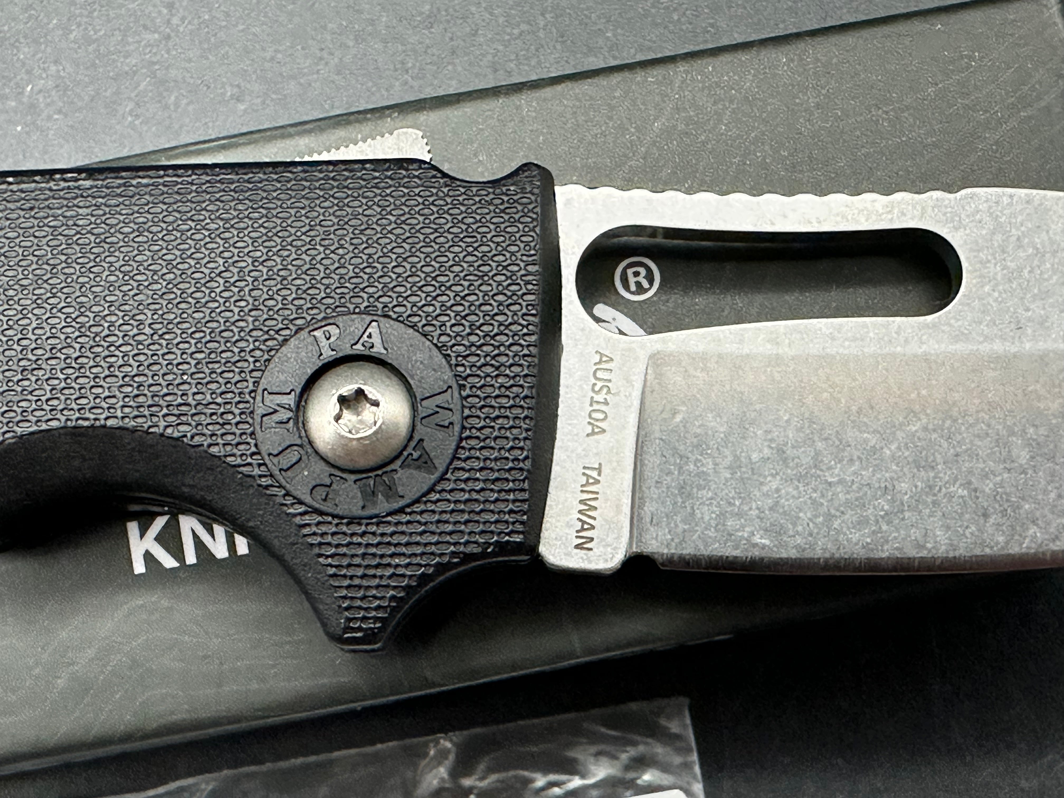 Demko Shark Cub (NEW), 2.75" AUS10A Stonewash Blade with Black GRN Handle with Skiff Bearings Installed