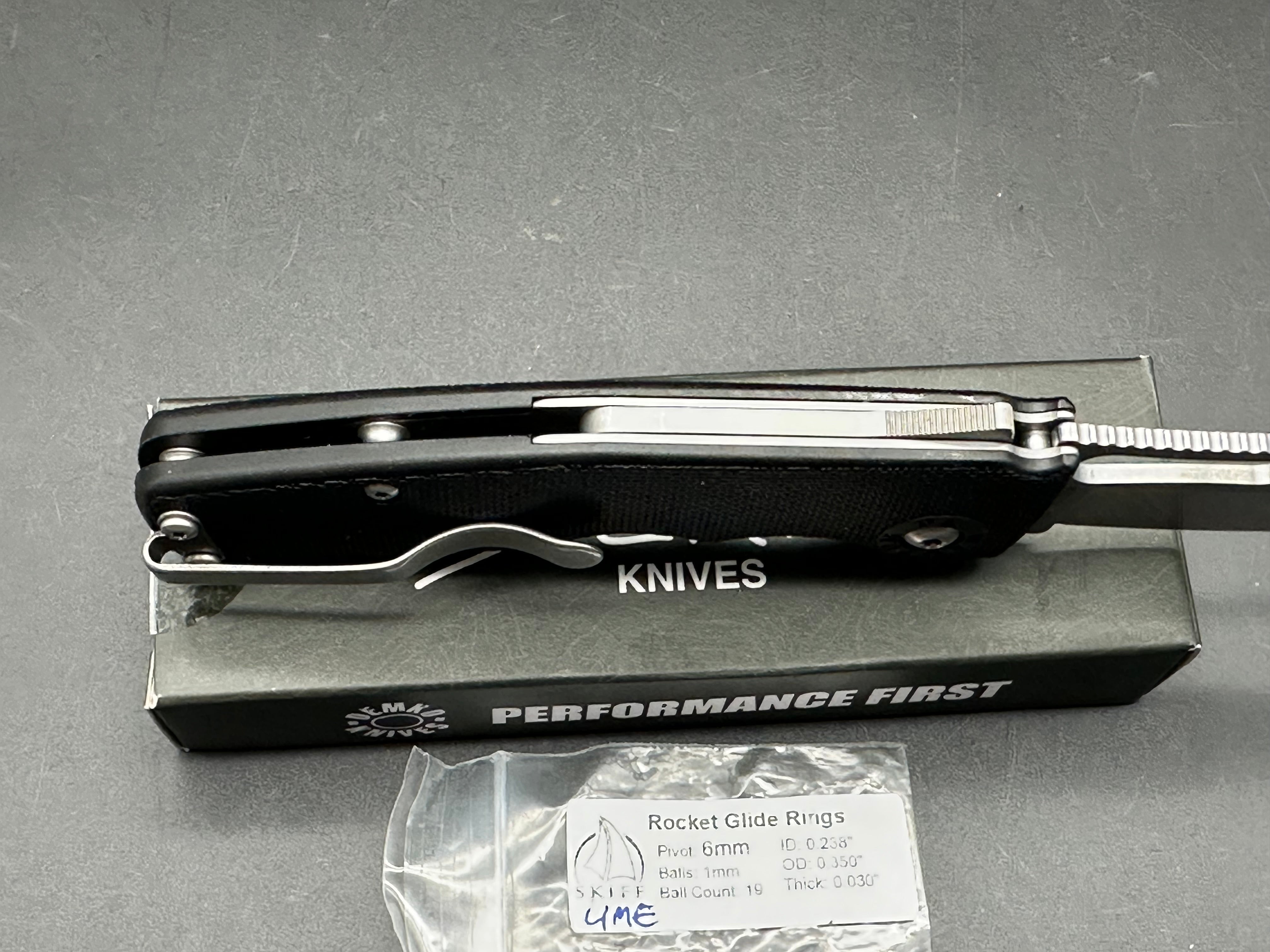 Demko Shark Cub (NEW), 2.75" AUS10A Stonewash Blade with Black GRN Handle with Skiff Bearings Installed