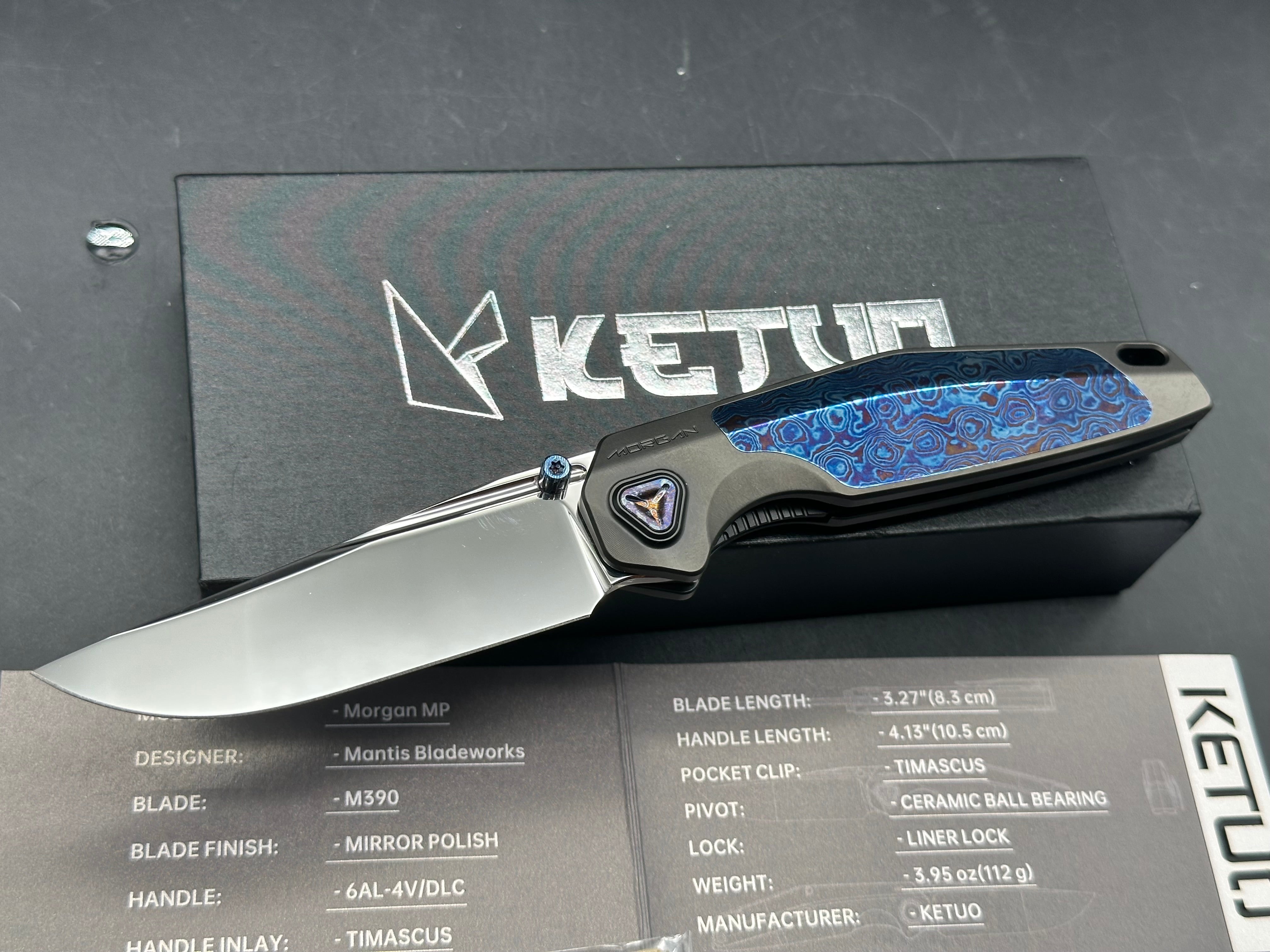 Ketuo KT-Morgan MP (prototype) 1 of 5 timascus and mirror M390 Blade Mantis Bladeworks Design