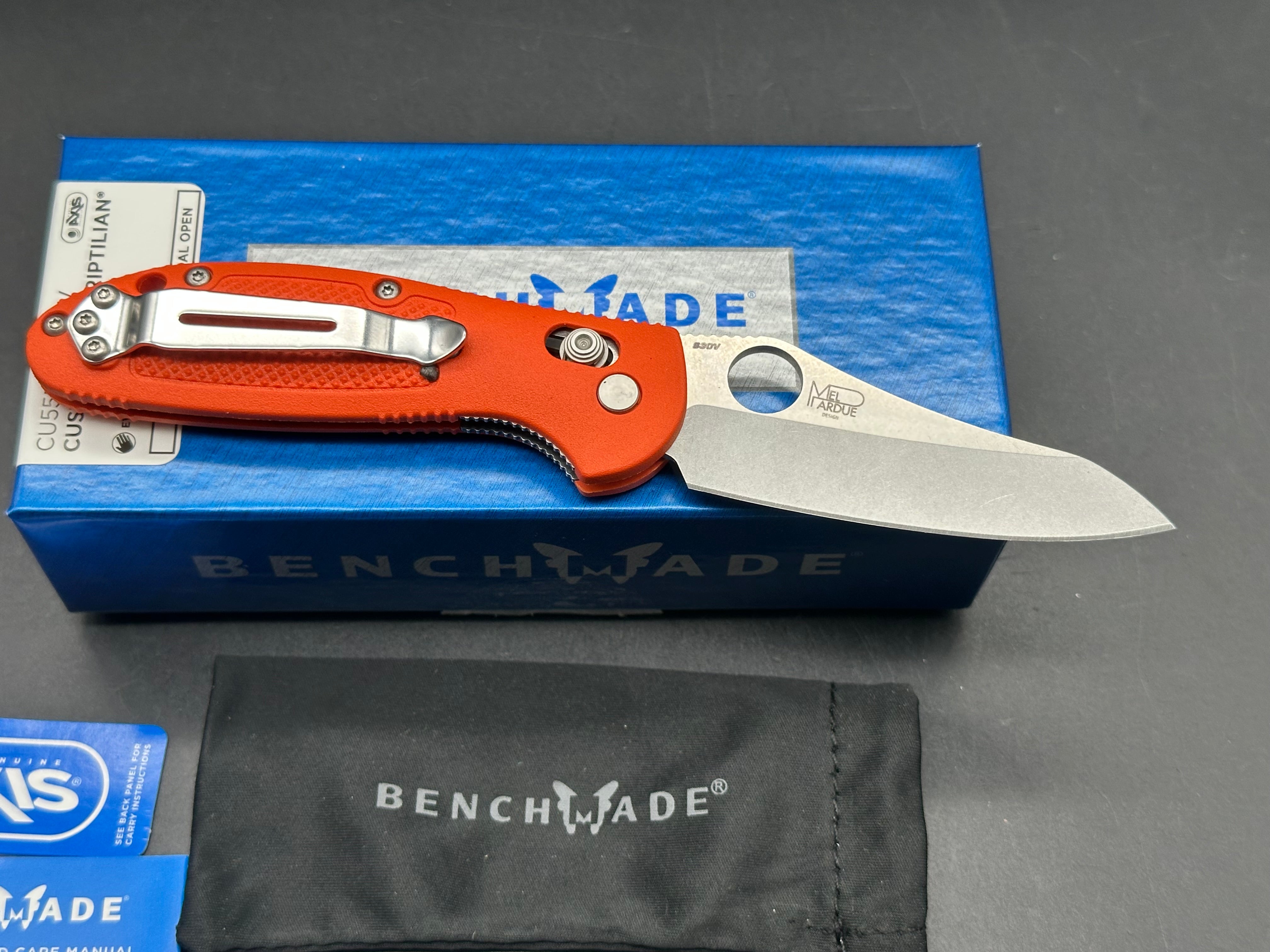 Benchmade Mini Griptilian-Custom (NEW), 2.91" CPM S30V Sheepsfoot Blade with Orange GRN Handle
