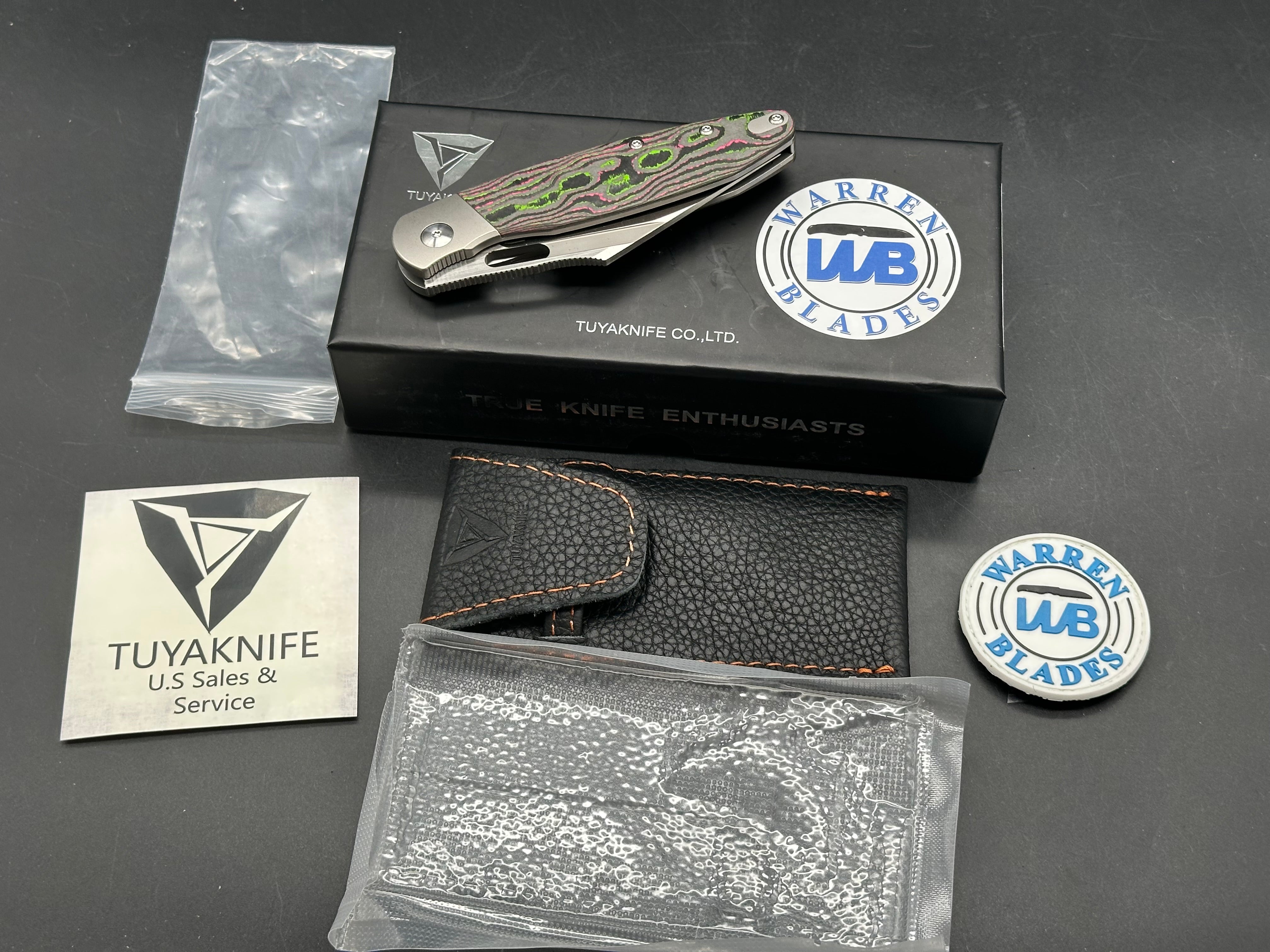 TUYA KNIFE BRIAN EDMONSON BE SEAXY FOLDING KNIFE TITANIUM HANDLE WATERMELON CAMOCARBON S90V BLADE