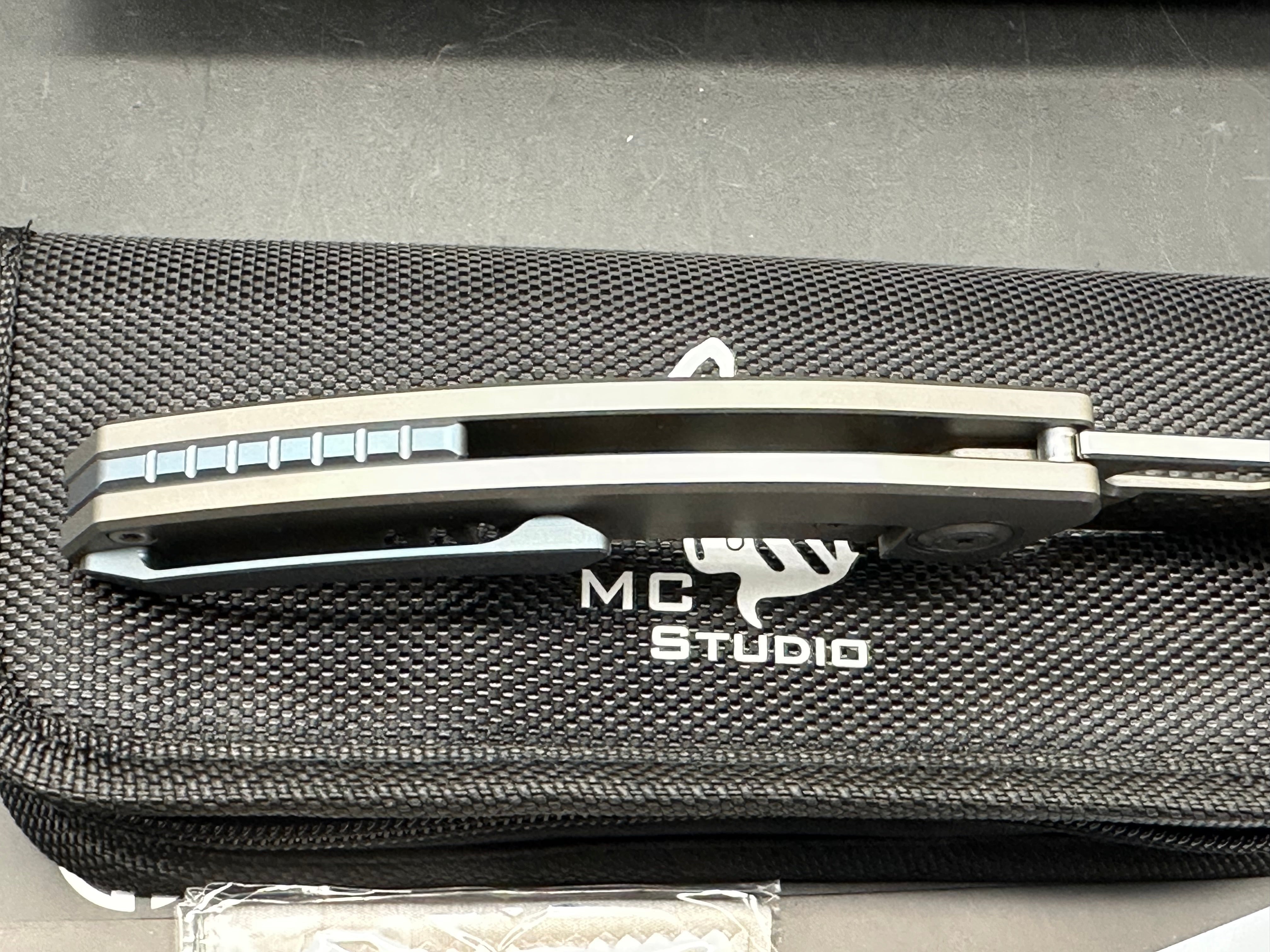 Maxace Black Mirror (NEW), 3.28" CPM S90V Stonewash Blade with Titanium and Carbon Fiber Inlay Handle plus Skiff Bearings Installed