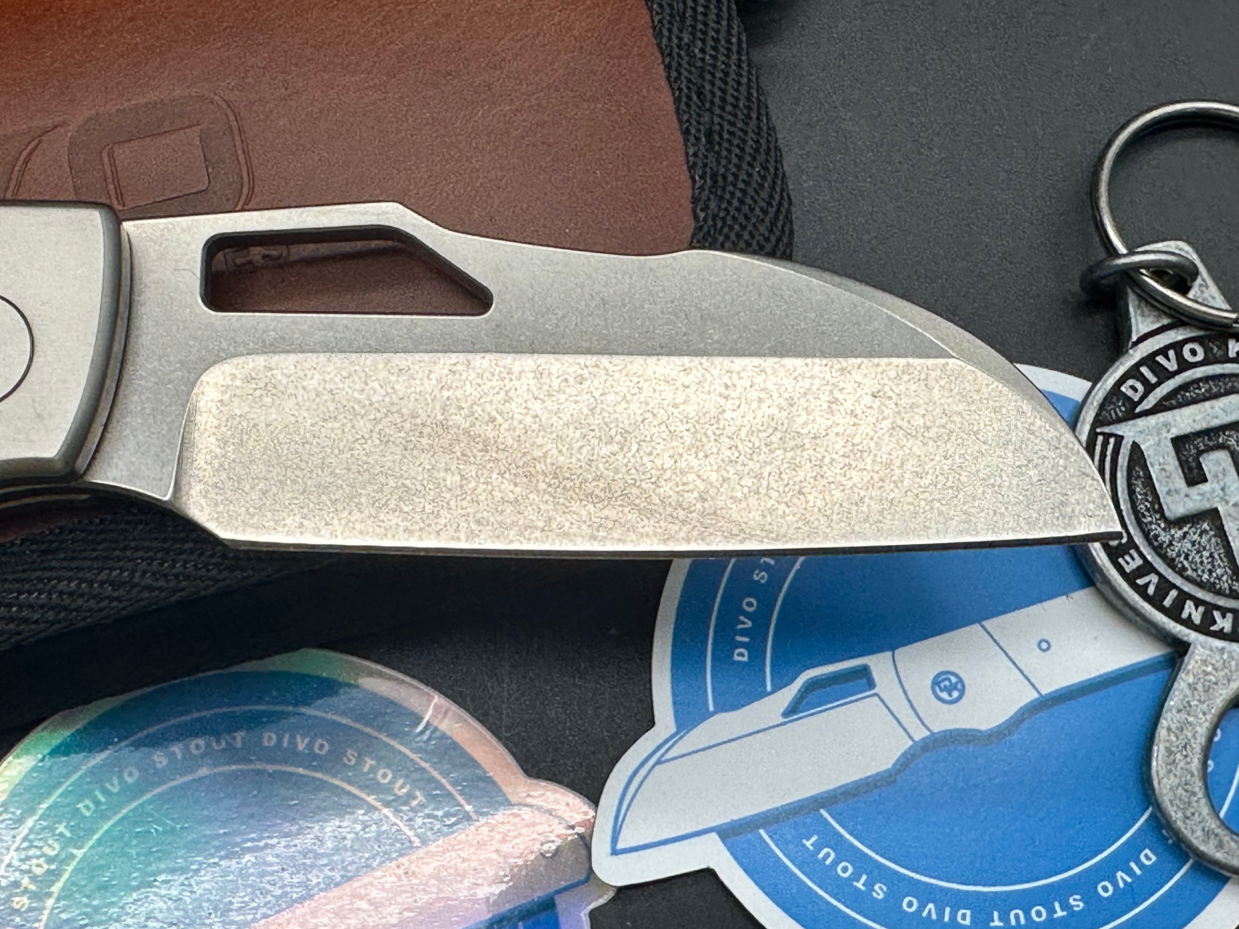 Divo Knives Stout Copper/CF scales titanium frame w/20CV blade & timascus back spacer