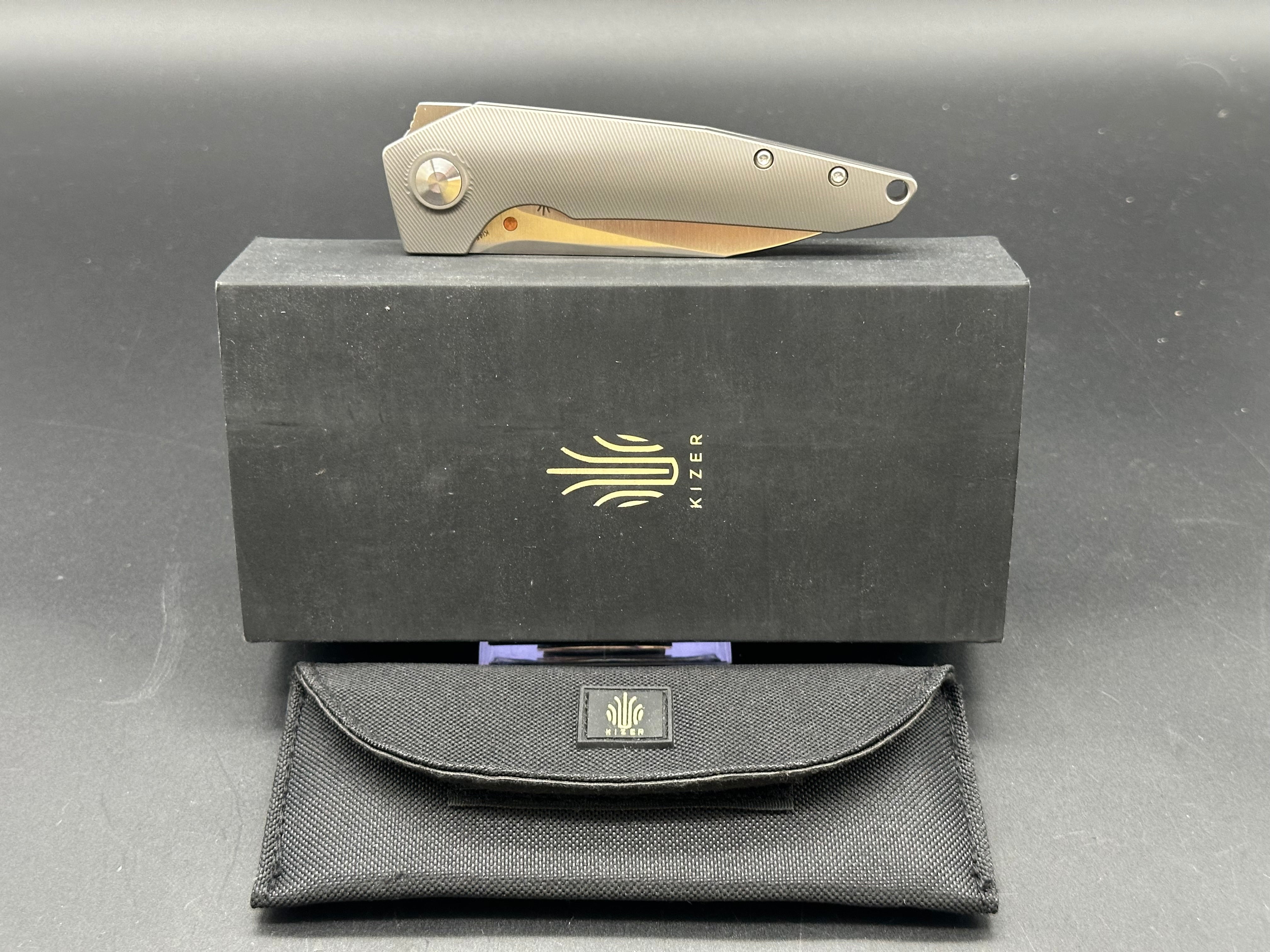 Kizer Steven Kempa VK1-FL Flipper Knife Titanium (3.3" Satin) KI4565