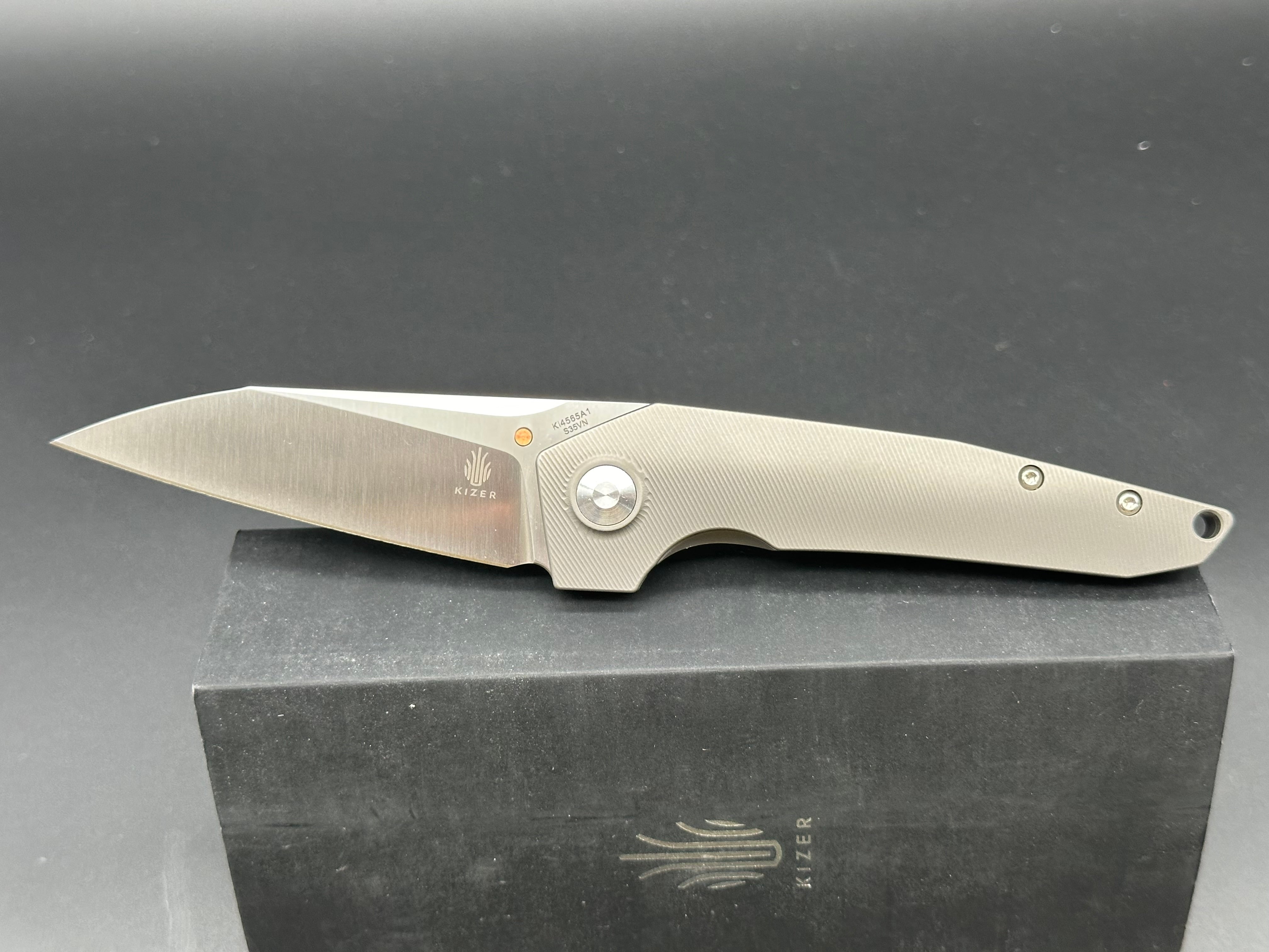Kizer Steven Kempa VK1-FL Flipper Knife Titanium (3.3" Satin) KI4565