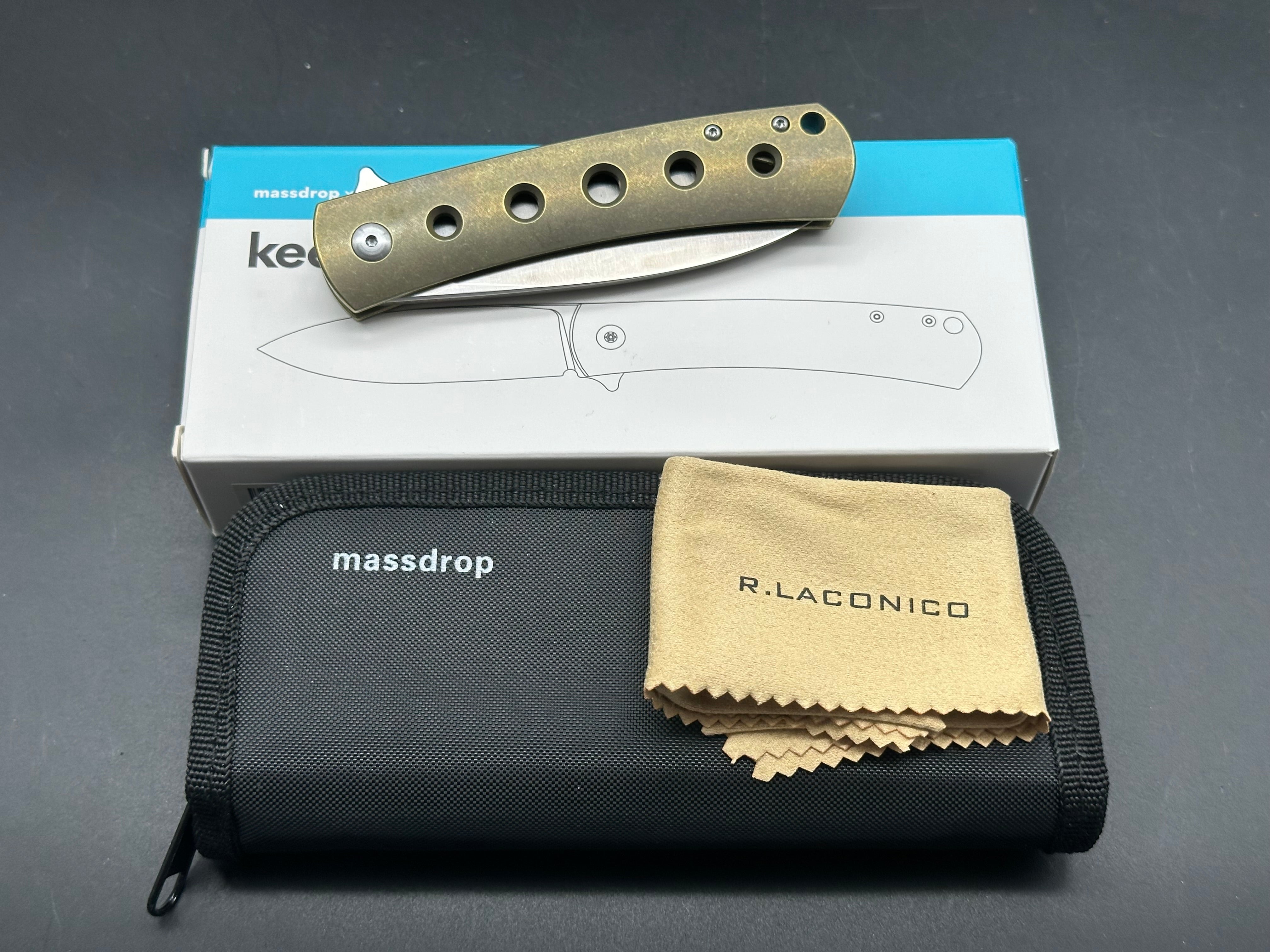 Massdrop Laconico Keen, S35VN blade, anodized tumbled titanium handle