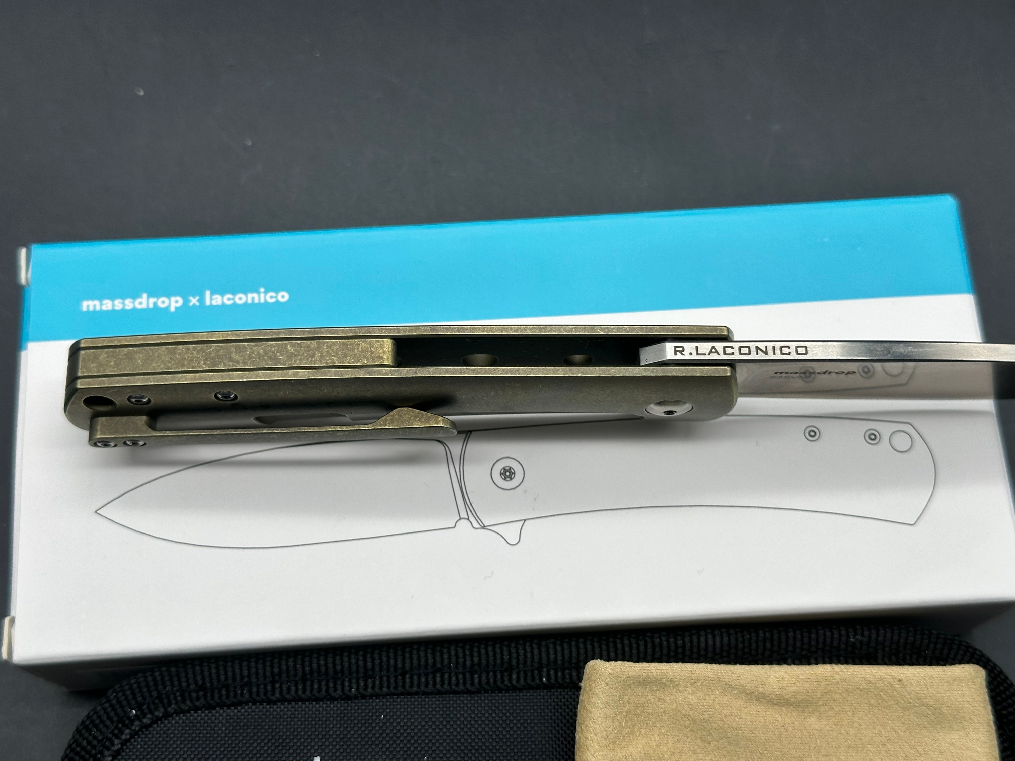 Massdrop Laconico Keen, S35VN blade, anodized tumbled titanium handle