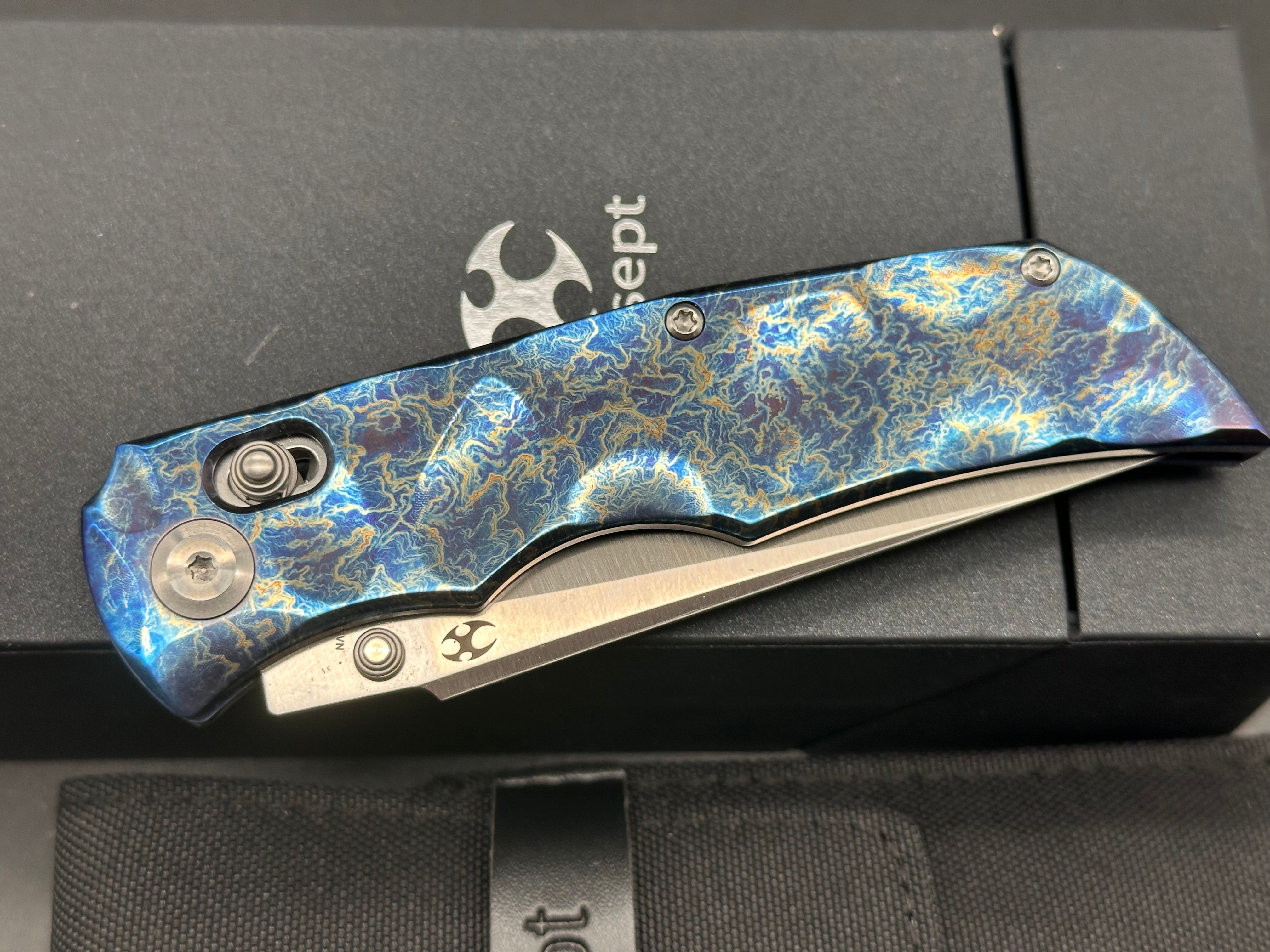 KANSEPT SIF CROSSBAR LOCK TITANIUM LIGHTNING STRIKE FINISH HANDLE (3.76" CPM S35VN BLADE)