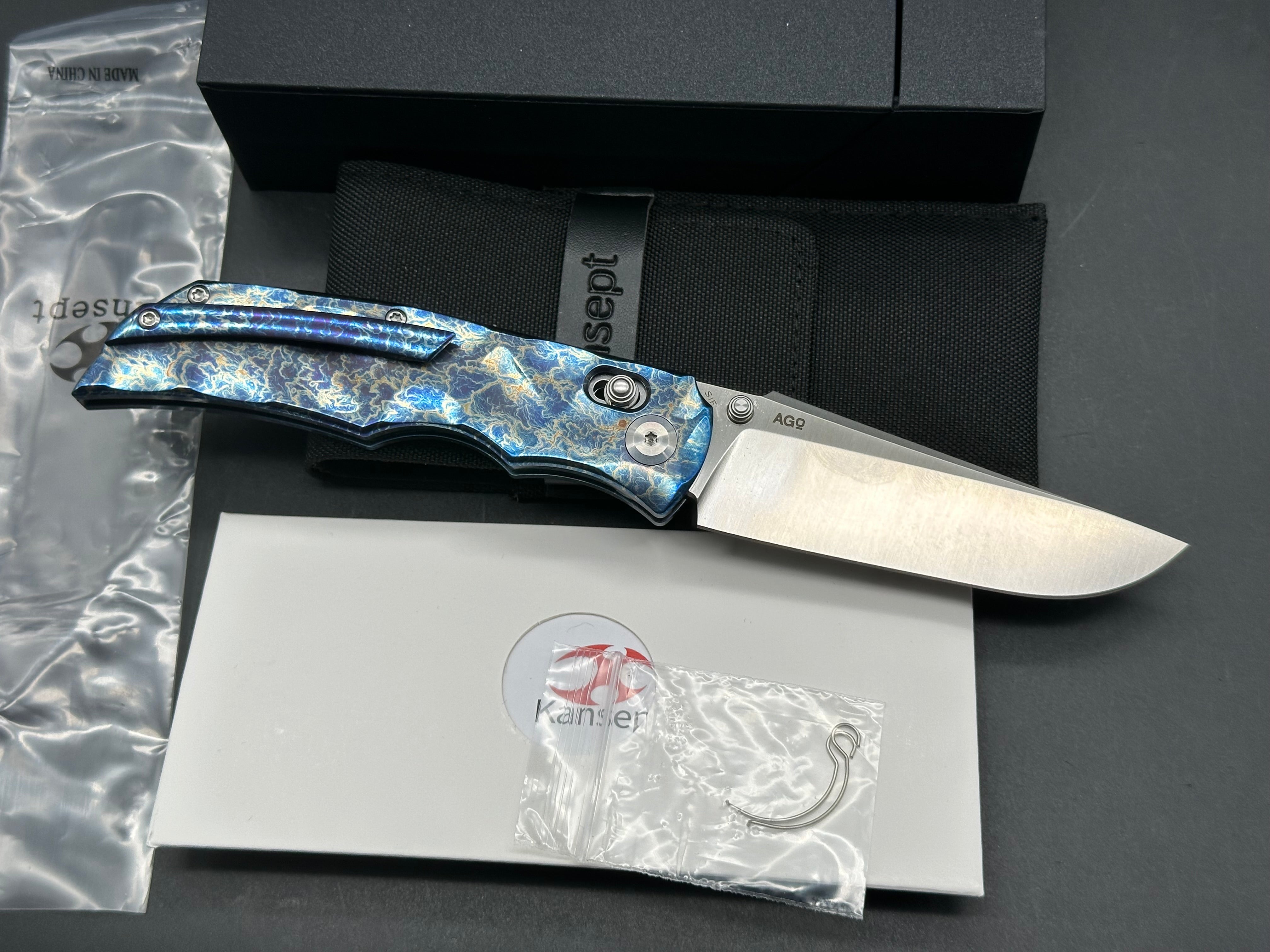 KANSEPT SIF CROSSBAR LOCK TITANIUM LIGHTNING STRIKE FINISH HANDLE (3.76" CPM S35VN BLADE)